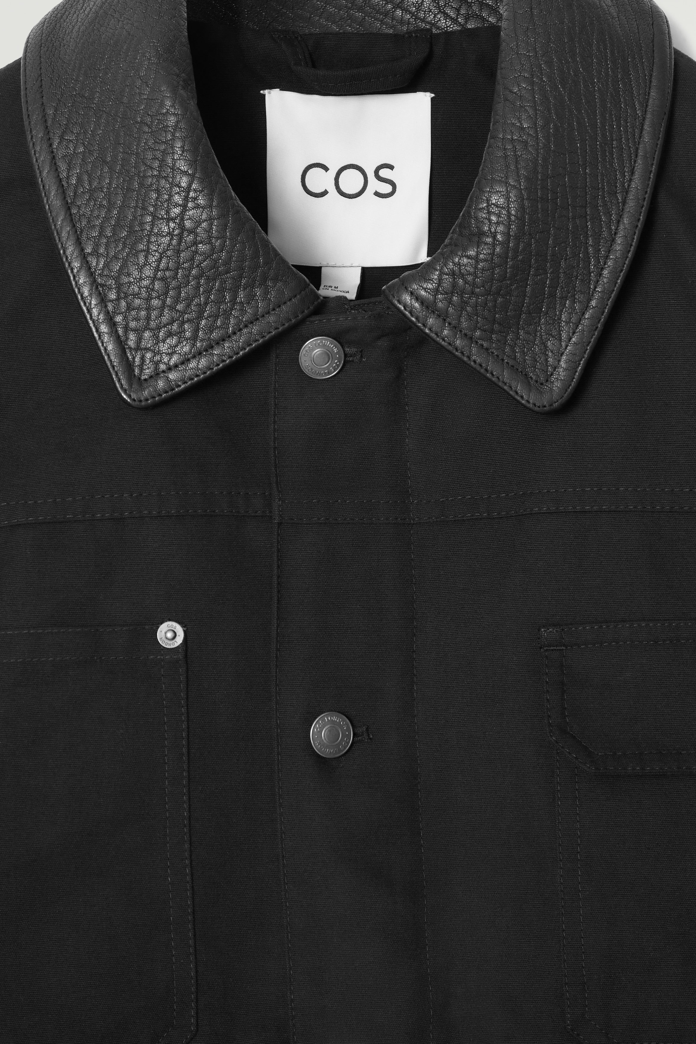 LEATHER-COLLAR FIELD JACKET - BLACK | COS