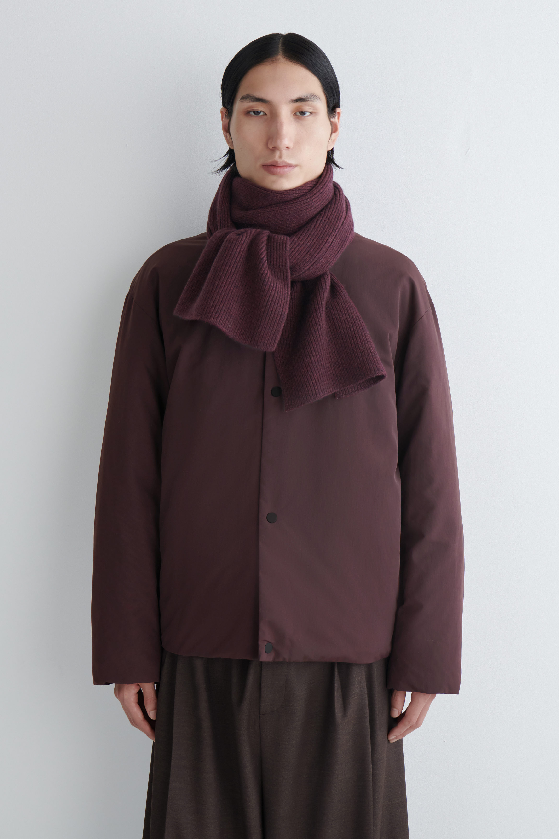 RIBBED WOOL-CASHMERE SCARF