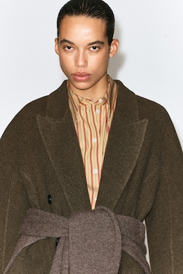 STRIPED COTTON-LYOCELL SHIRT — HONEY / RED / STRIPED 4