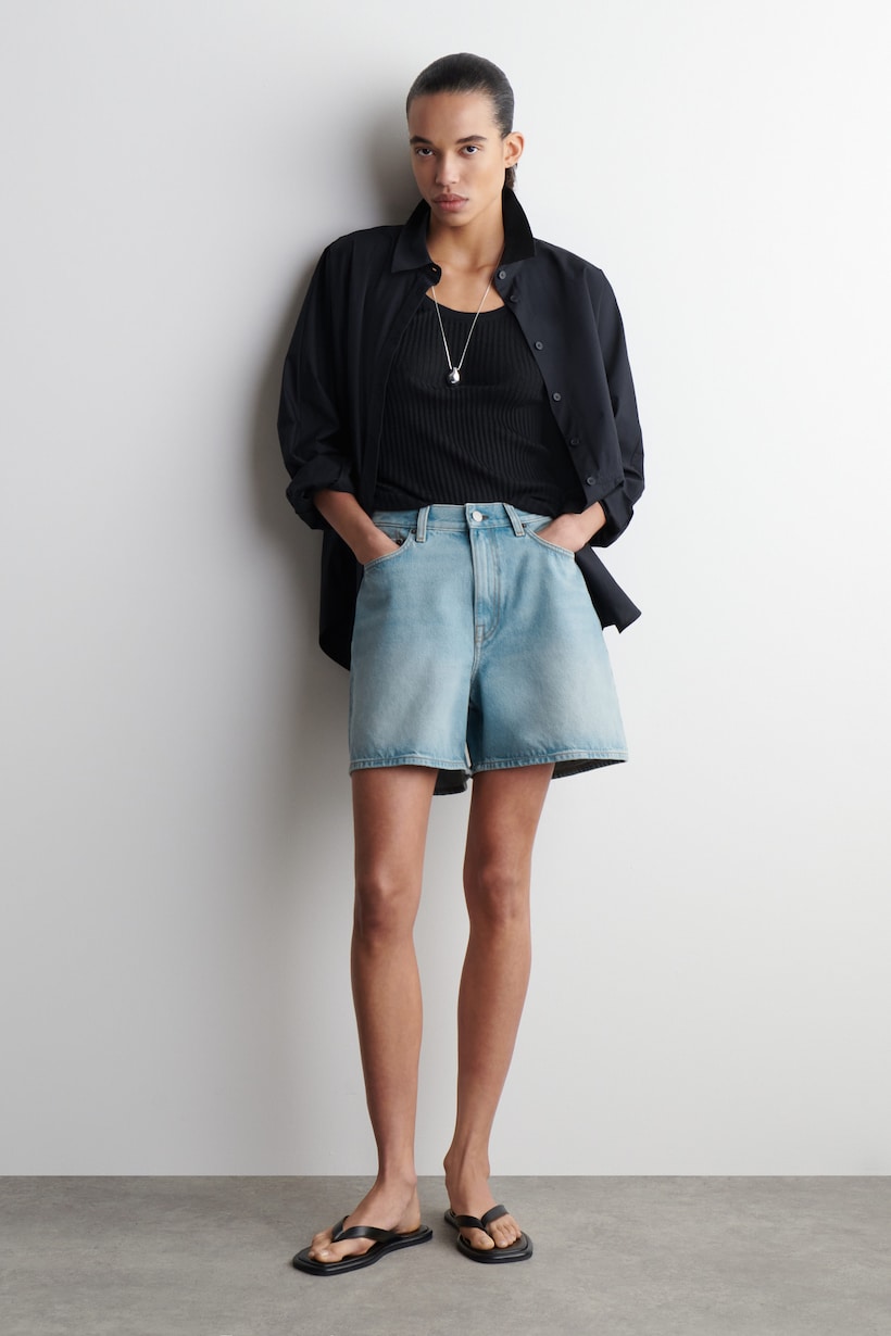 HIGH-RISE DENIM SHORTS
