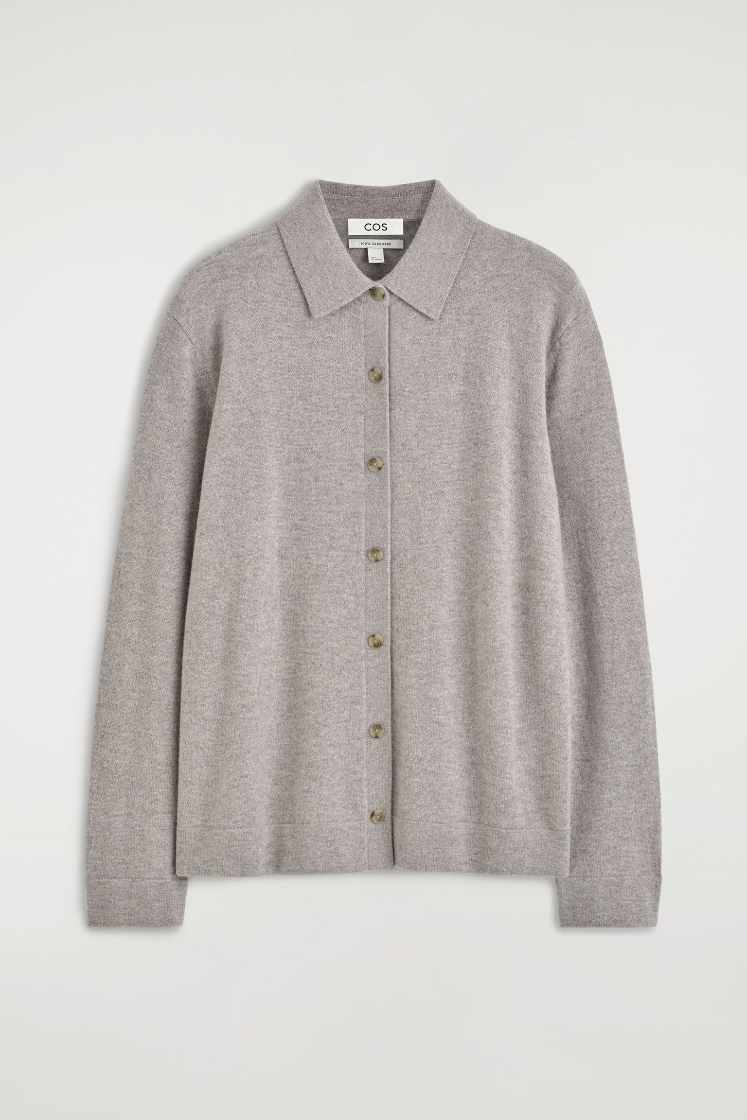 PURE CASHMERE SHIRT - אפור מלנג' - 1
