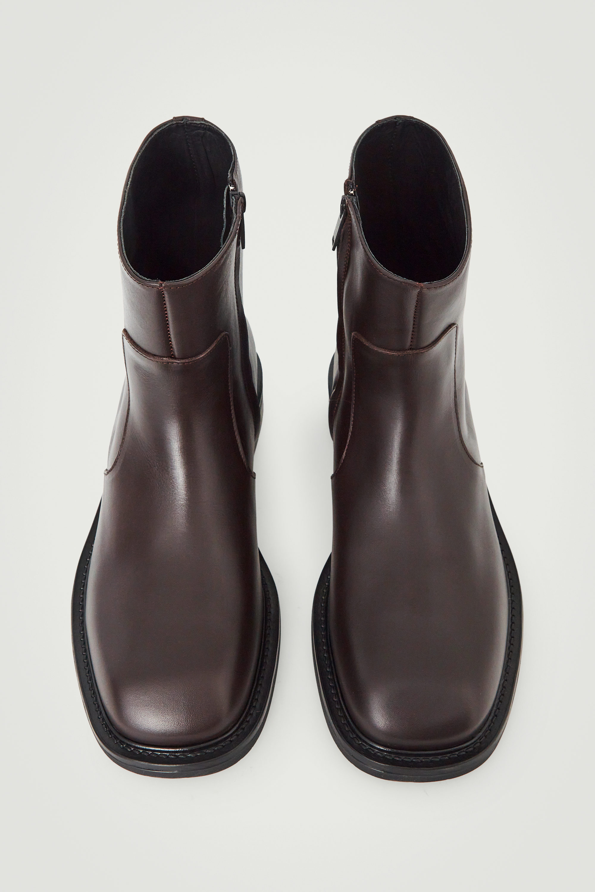 【COSYHARU】Flat square chelsea boots brown line ver Firenze Atelier Men's Brown Suede Split Square Toe Chelsea