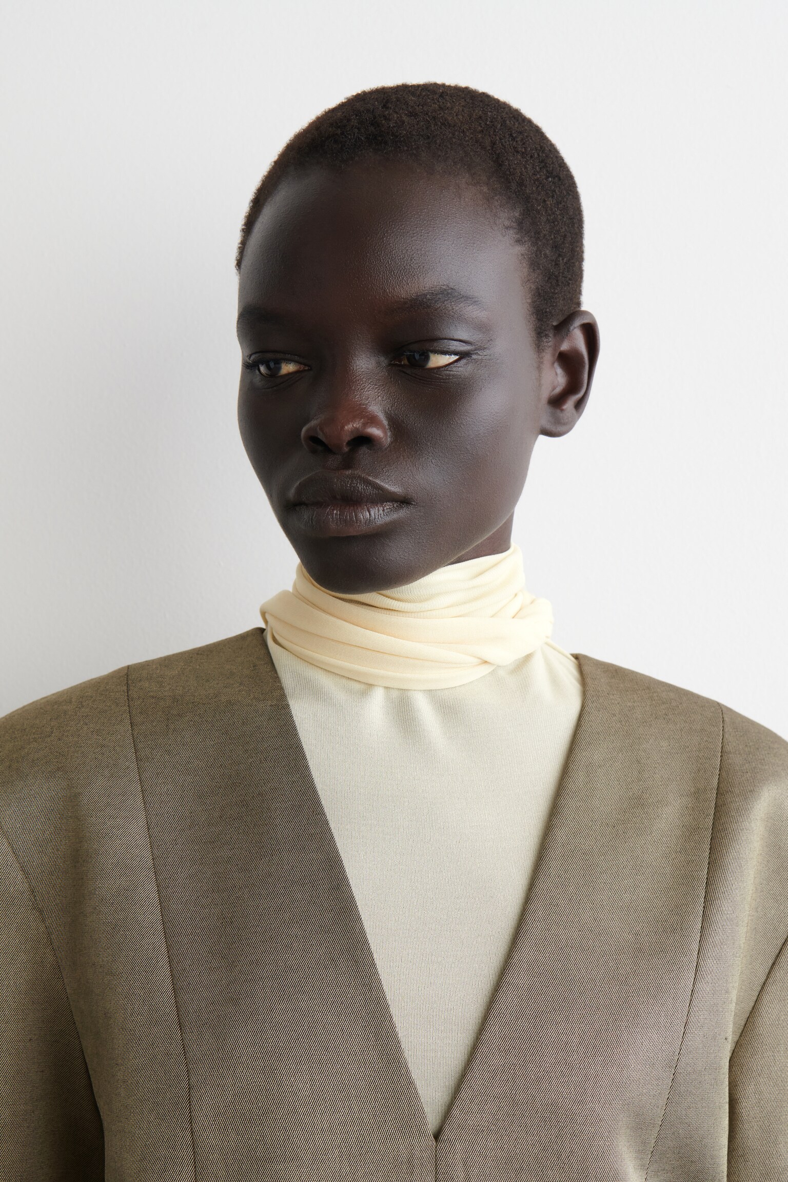 ROBE SMOKING MÉTALLISÉE EN LAINE MÉLANGÉE - BRONZE - 5