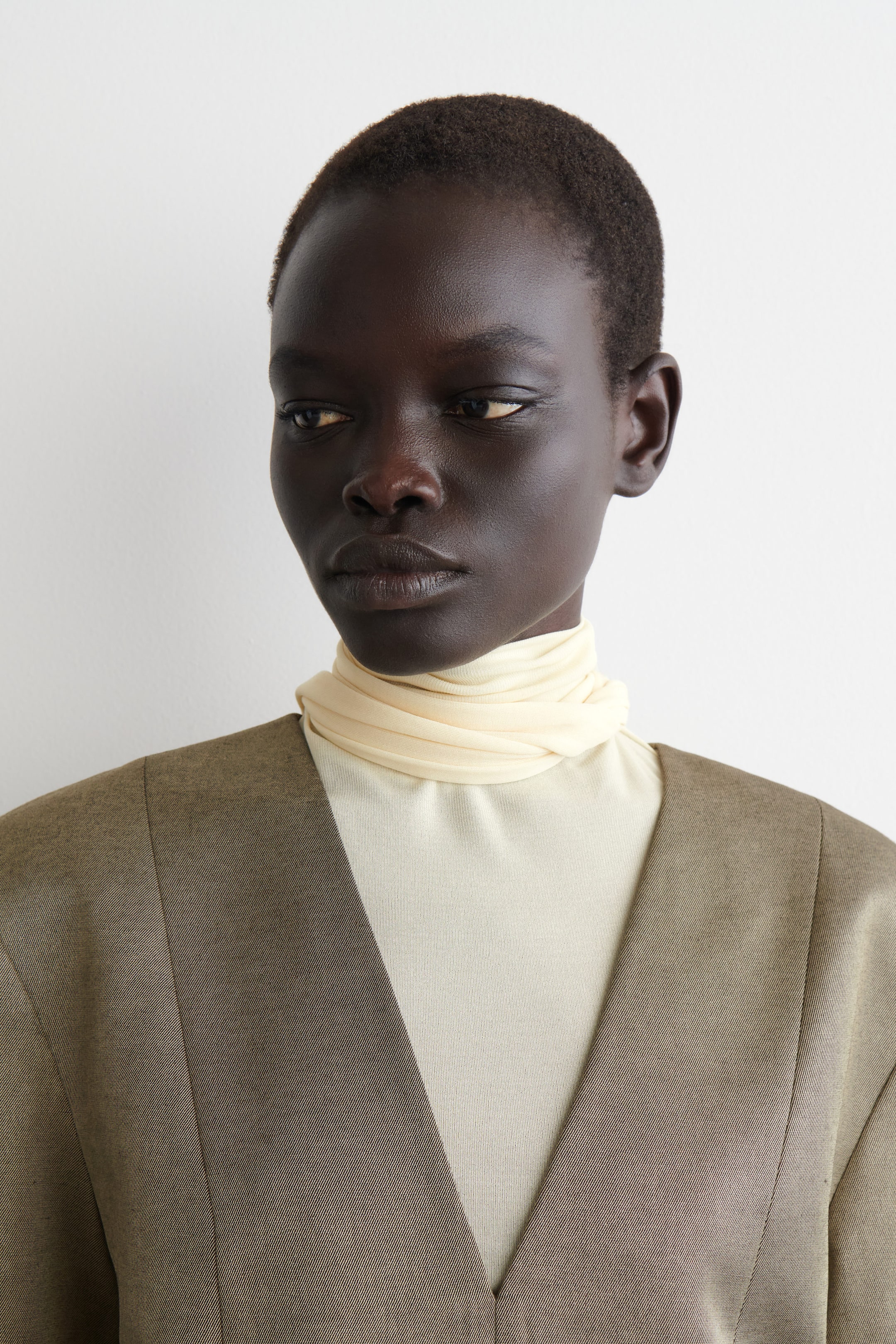 METALLIC WOOL-BLEND TUXEDO DRESS