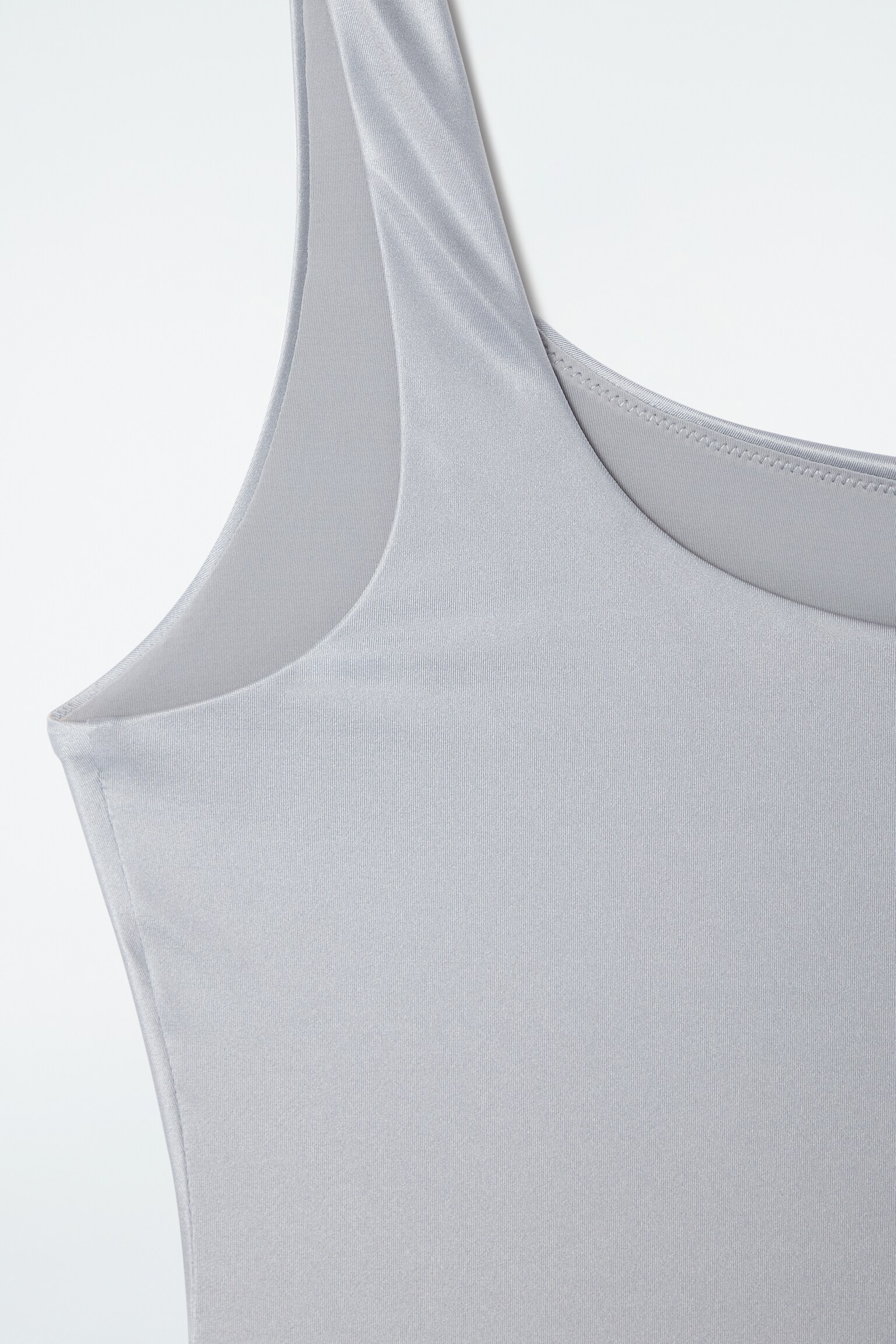 METALLIC ONE-SHOULDER SWIMSUIT - SILVER - 3