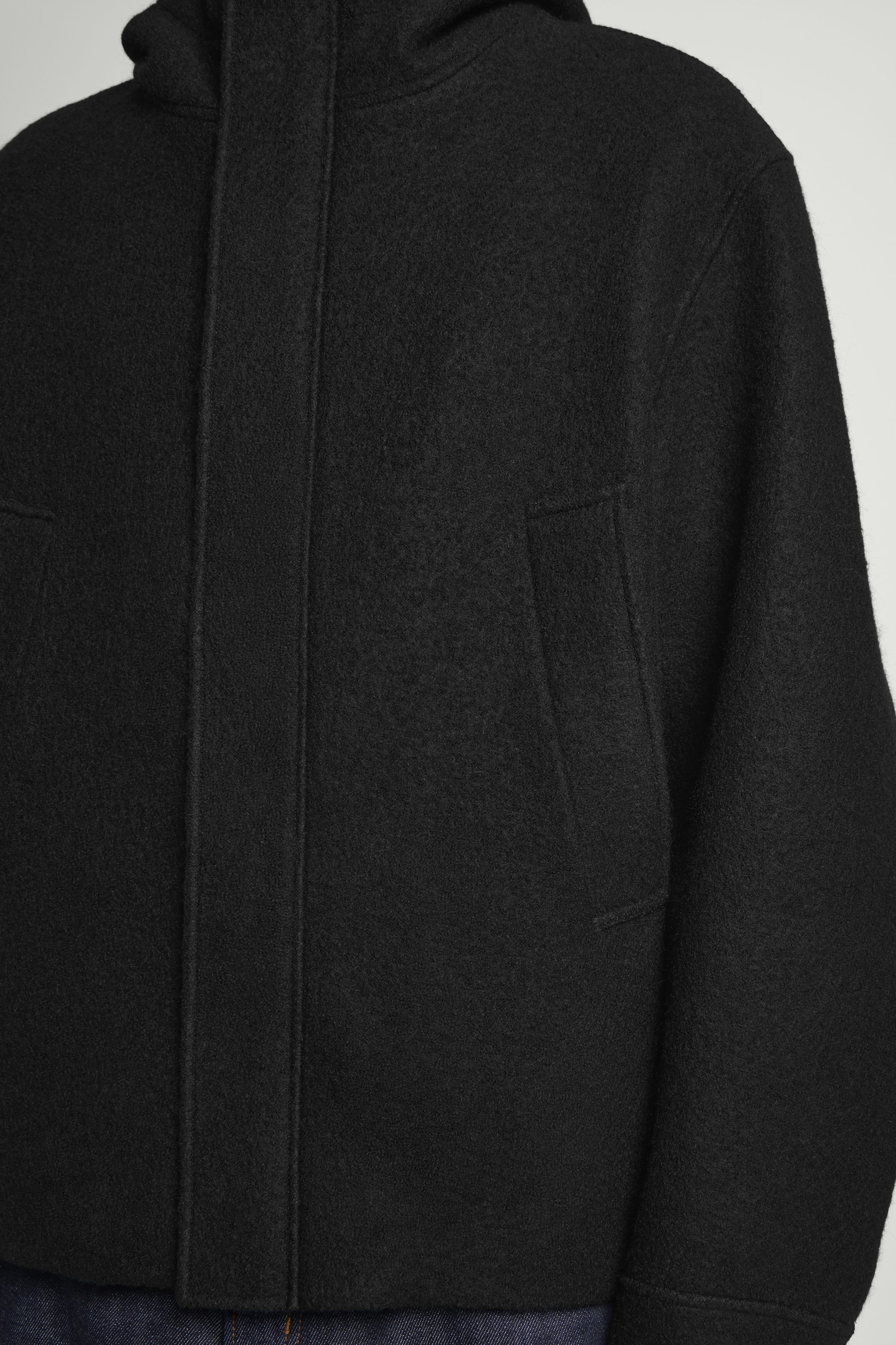 HOODED BOILED WOOL PARKA JACKET