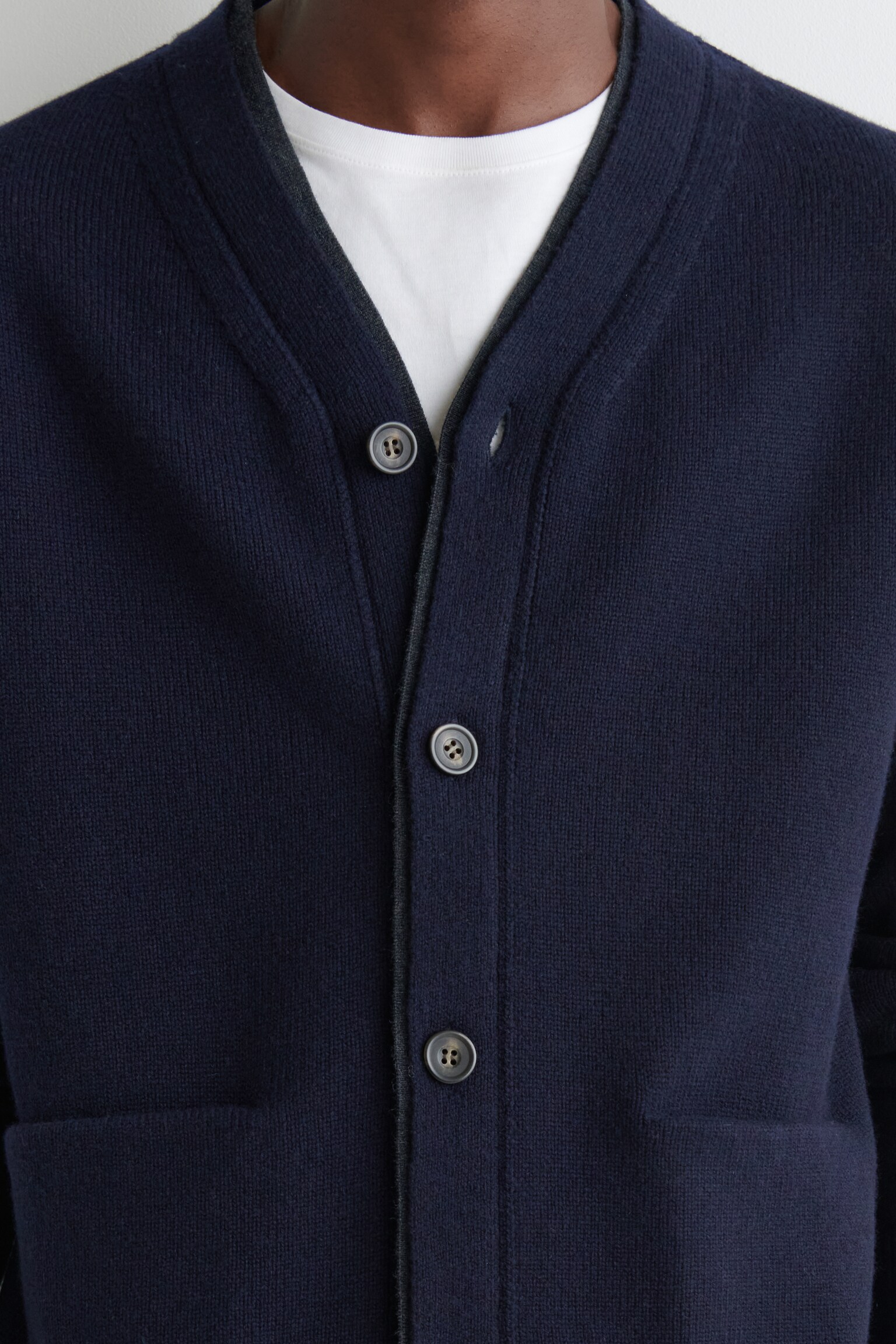 LAYERED MERINO WOOL CARDIGAN - NAVY - 6