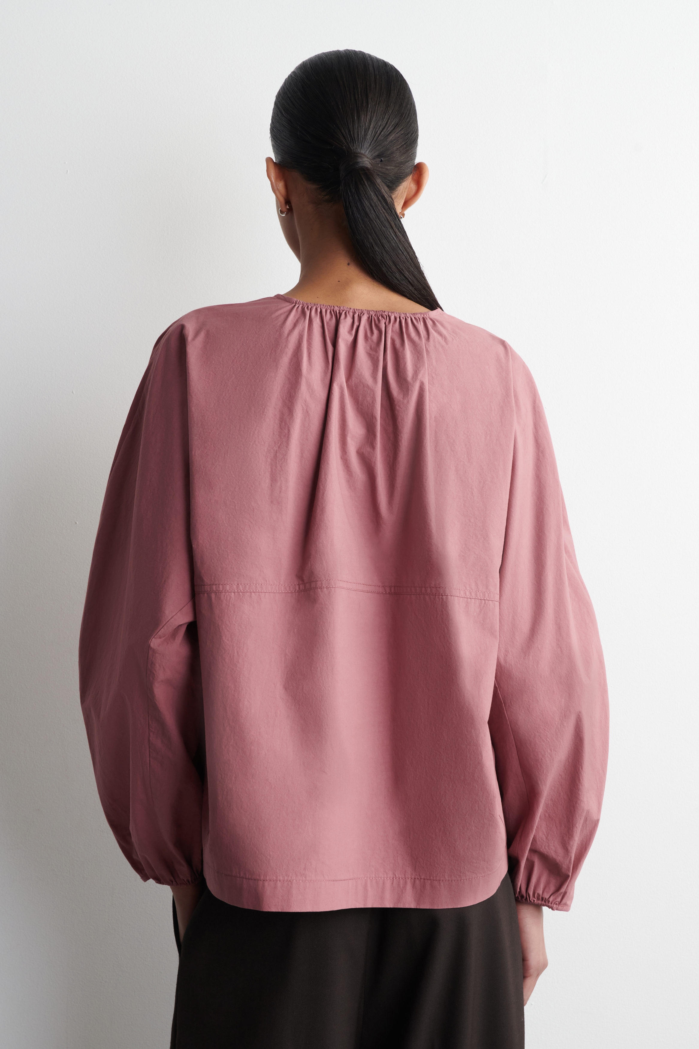 GATHERED PIMA COTTON BLOUSE - BERRY | COS US
