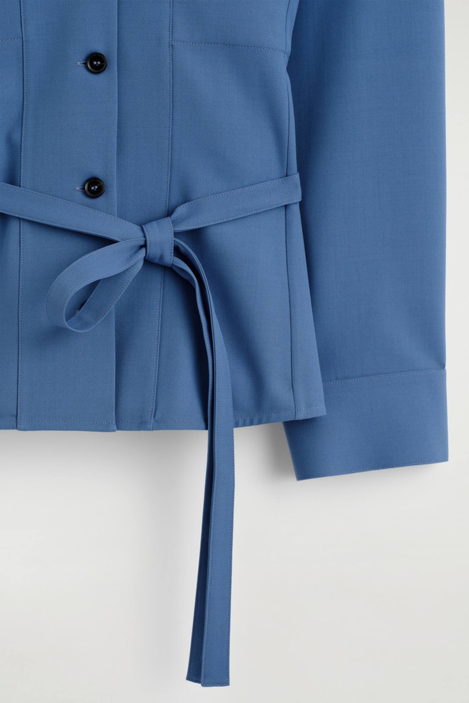 CHEMISE WORKWEAR CEINTURÉE EN MÉRINOS MÉLANGÉ - BLEU - 3