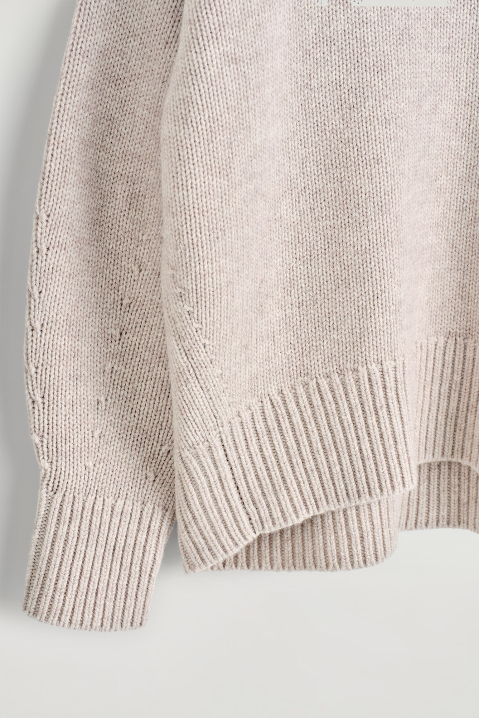 CHUNKY FUNNEL-NECK WOOL JUMPER - LIGHT-BEIGE MÉLANGE/DARK GREEN - 4