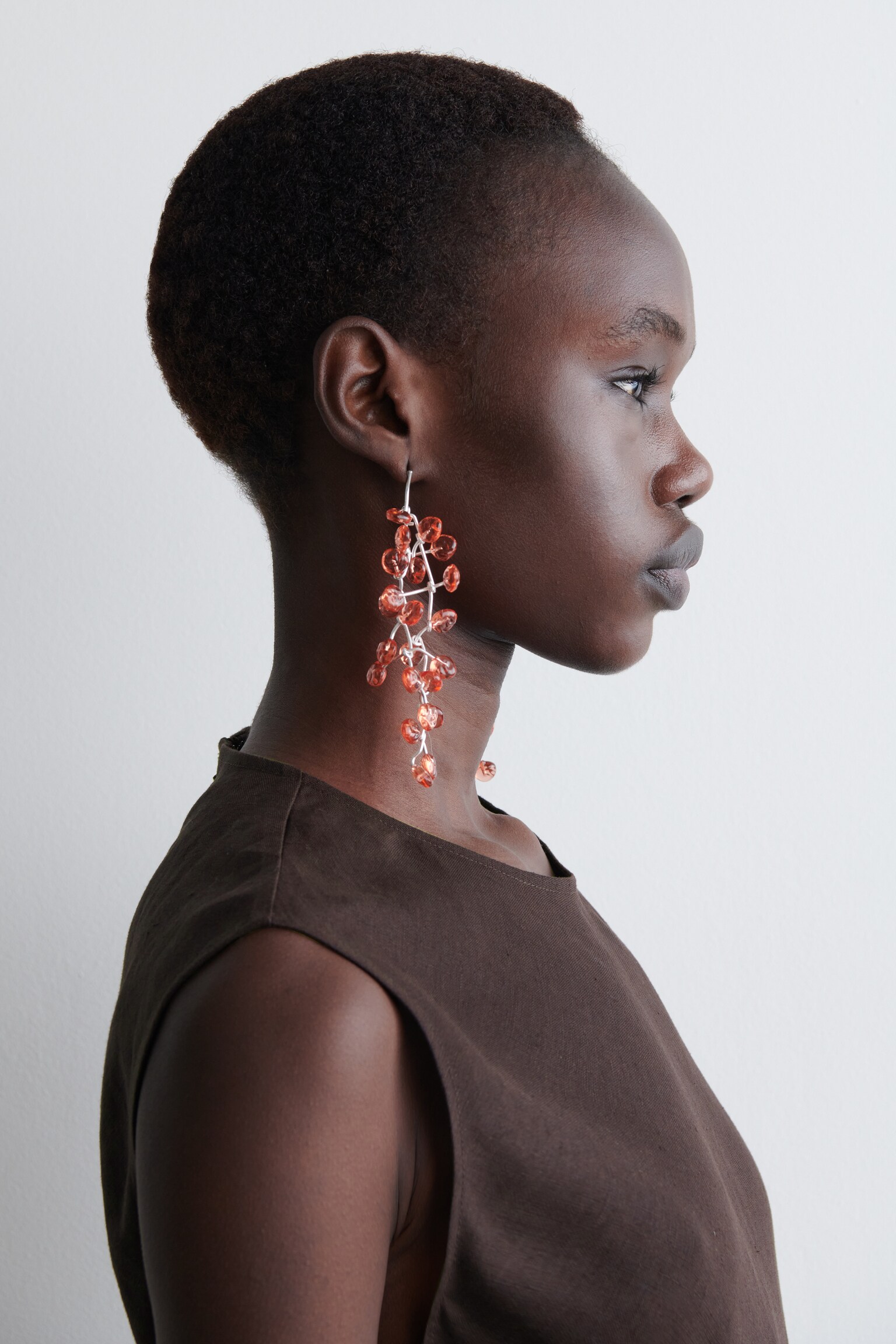 PENDIENTES EN CASCADA - NARANJA / PLATA/TRANSPARENTE / PLATA - 3