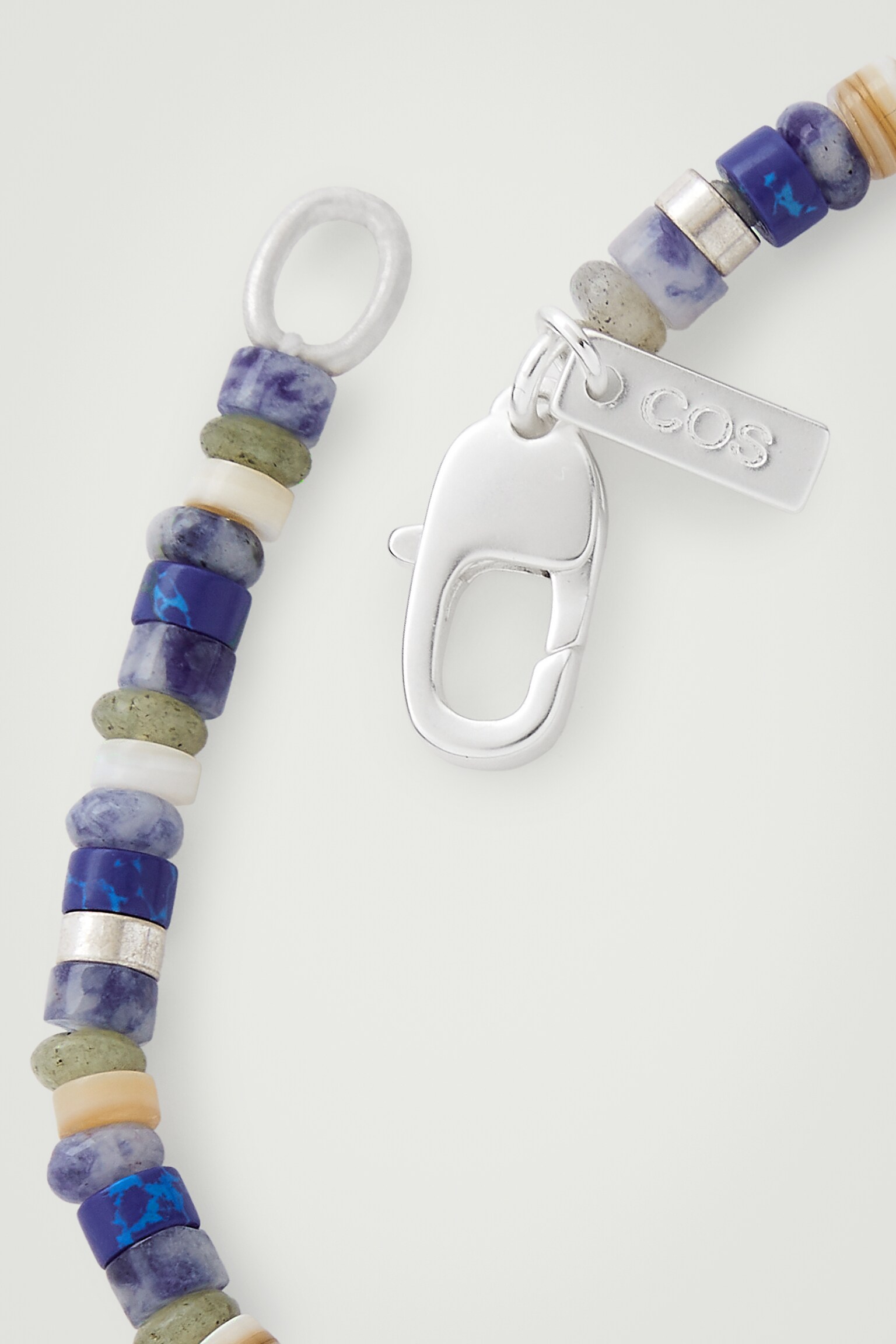 SEMI-PRECIOUS BEADED BRACELET - SILVER / BLUE / GREY/SILVER / ORANGE - 3