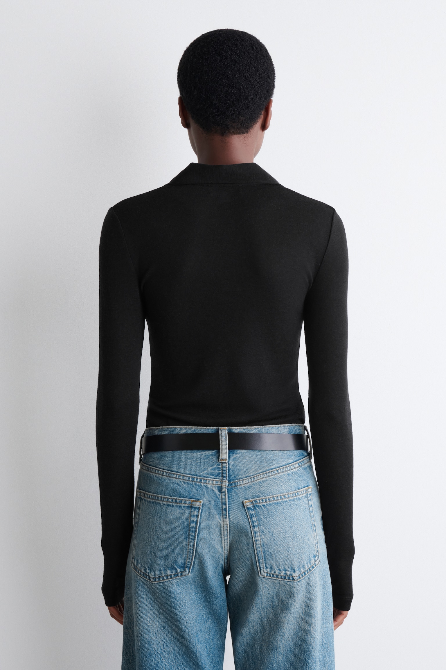 TRICOU POLO DIN LÂNĂ MERINO - NEGRU/BURGUND MELANJ - 4