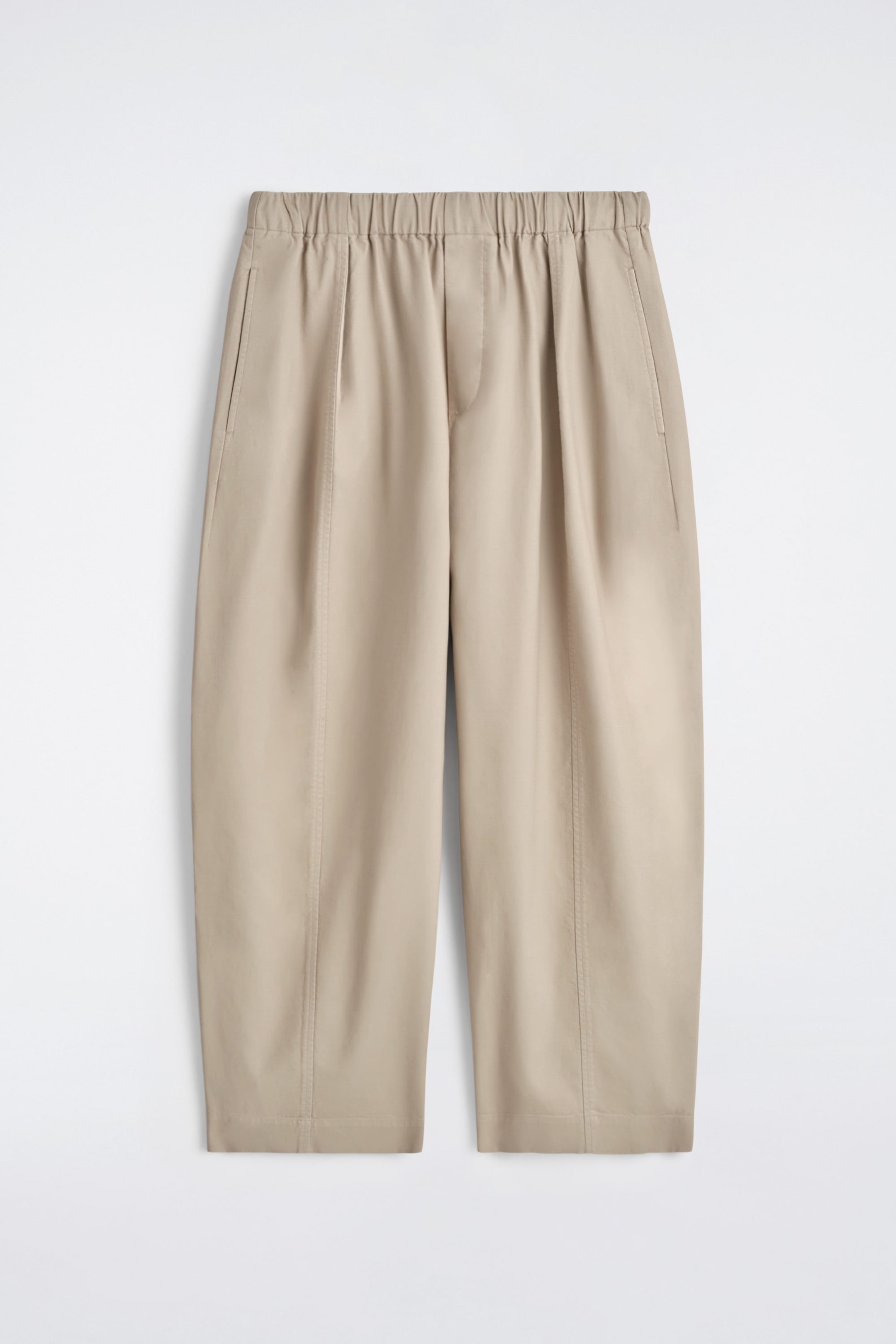 COTTON CROPPED BARREL-LEG TROUSERS