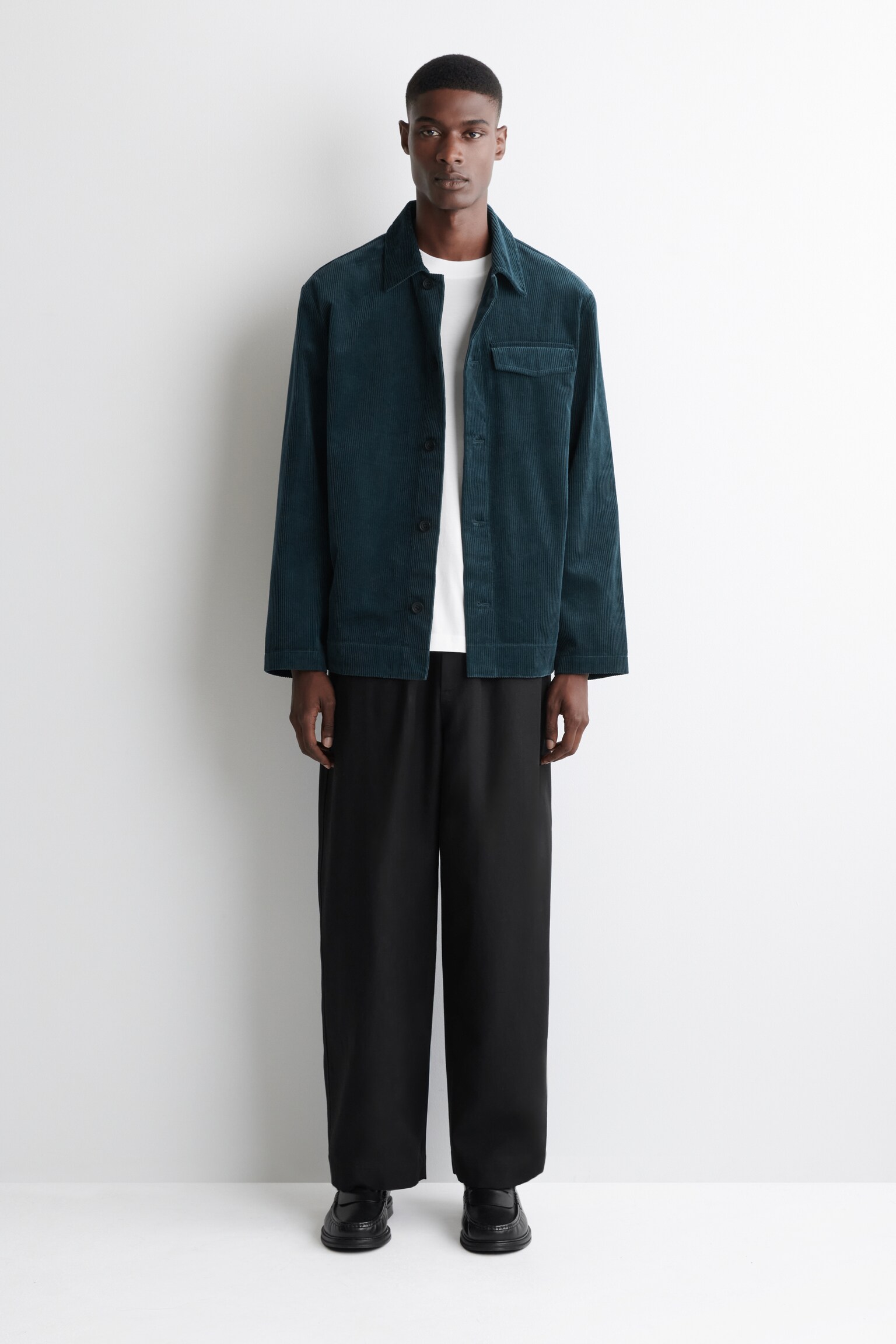 COTTON-CORDUROY OVERSHIRT - DARK TURQUOISE/BLACK - 6