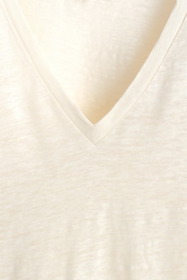 V-NECK LINEN T-SHIRT — IVORY 5