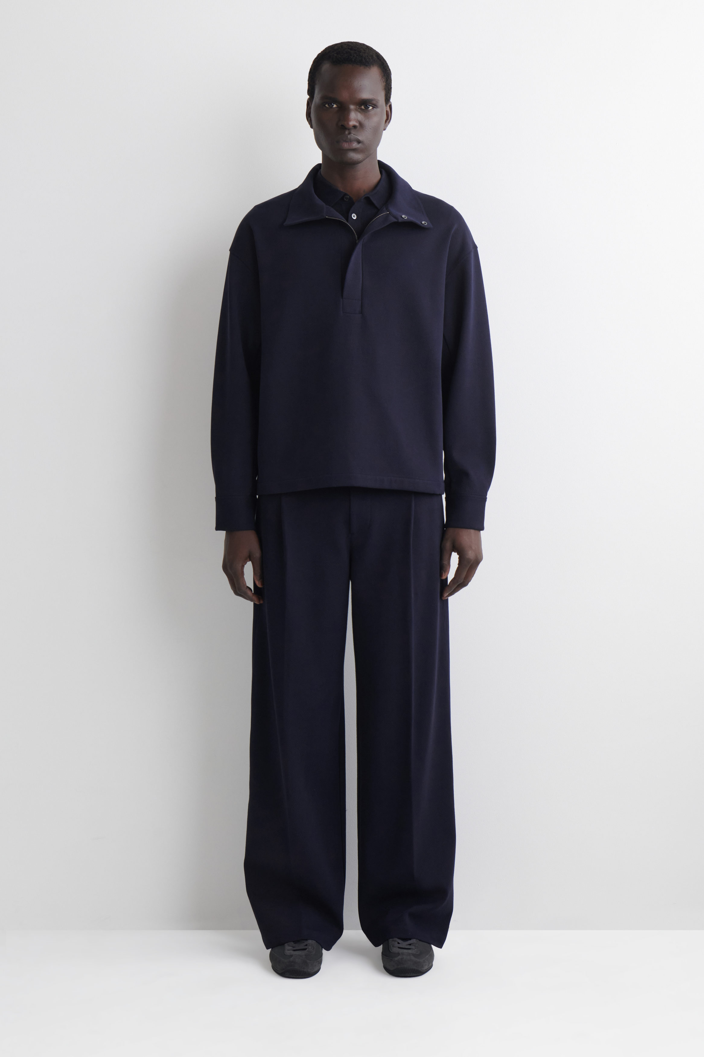 OVERSIZED WIDE-LEG JERSEY PANTS - NAVY | COS US