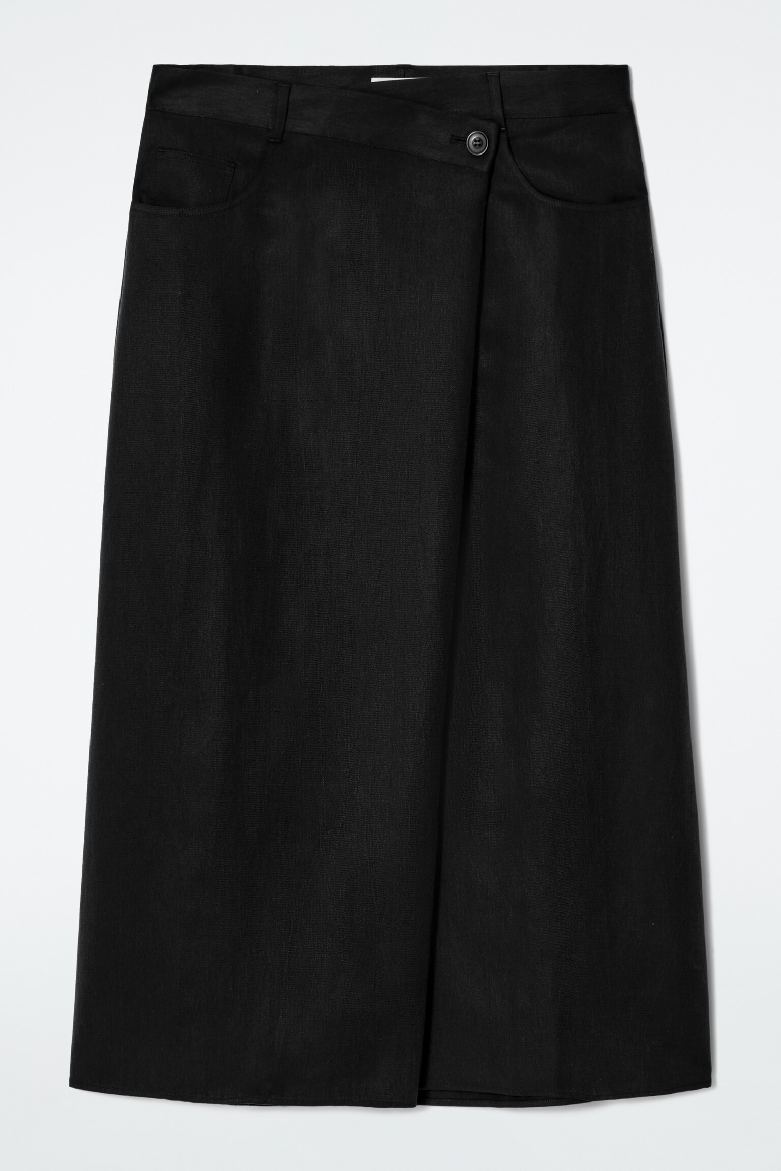 FALDA MIDI FLUIDA ASIMÉTRICA - NEGRO - 2