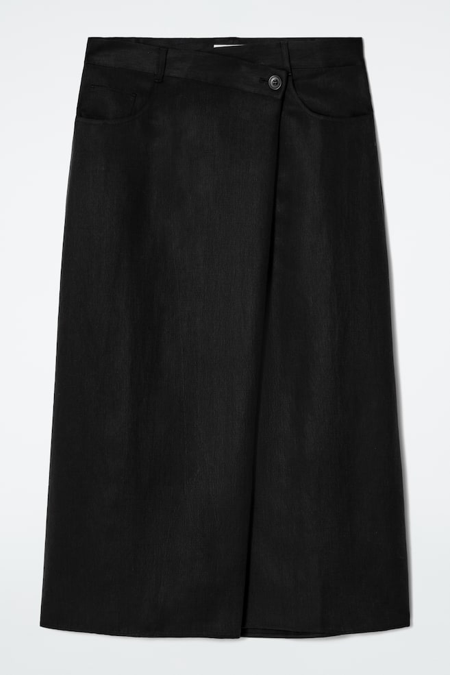 ASYMMETRIC FLUID MIDI SKIRT - BLACK - 1