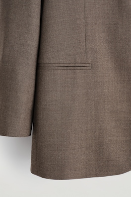 COLLARLESS WOOL-BLEND BLAZER — BROWN 2