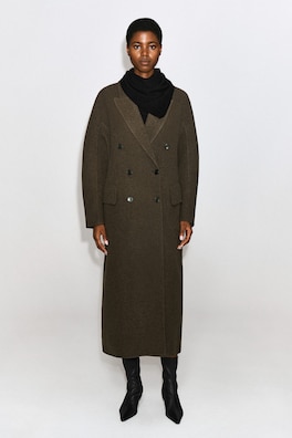 TAILORED DOUBLE-FACED WOOL LONG COAT — BROWN MÉLANGE 2