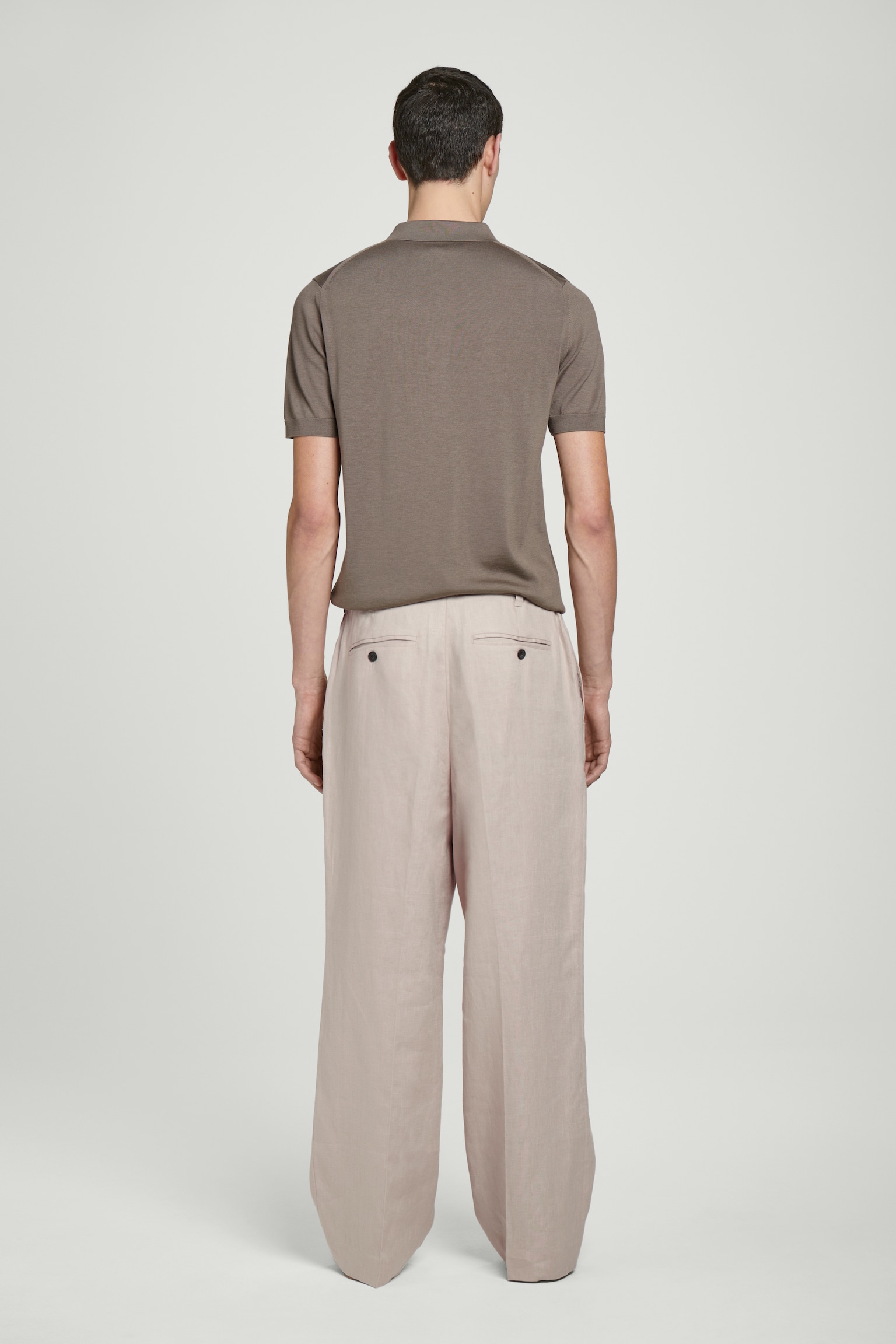 PANTALON LARGE ET FLUIDE EN LIN - TAUPE/NOIR - 6