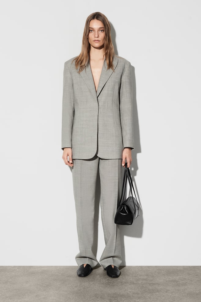 STRUKTURIERTER BLAZER AUS WOLL-MIX - TAUPE MELIERT - 1