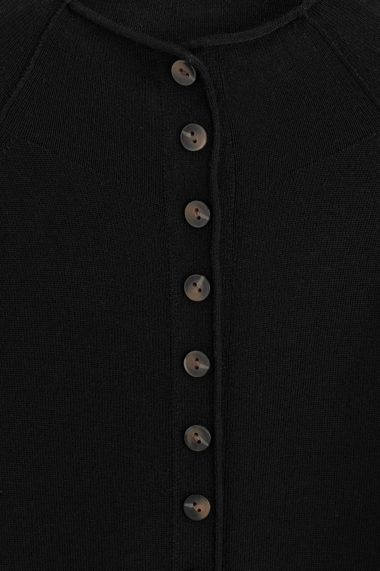 MERINO WOOL MOCK-NECK CARDIGAN — BLACK