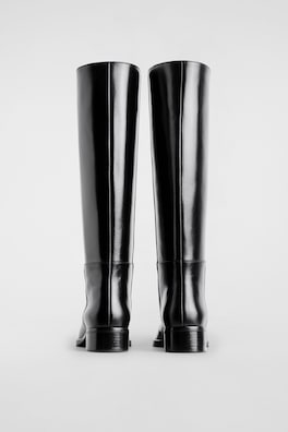 LEATHER KNEE-HIGH BOOTS — BLACK 2