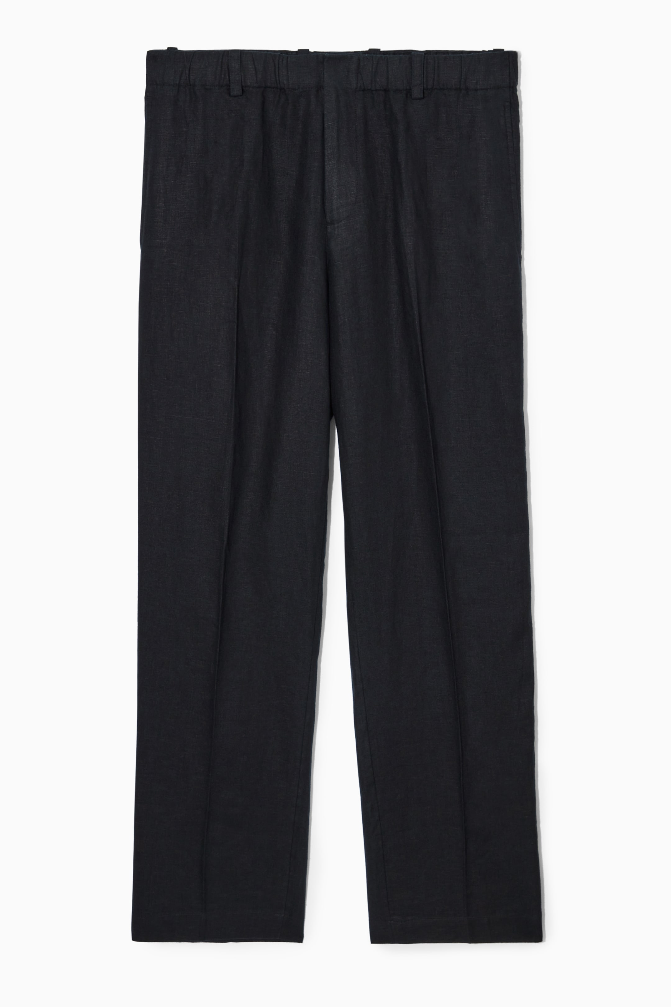 Vis større bilde: ELASTICATED LINEN STRAIGHT-LEG TROUSERS - BLACK - Men | H&M NO 1