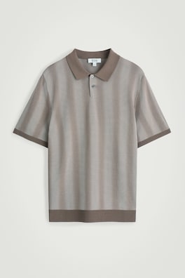 DIFFUSED-STRIPE KNITTED POLO SHIRT — MOLE / STRIPED 2