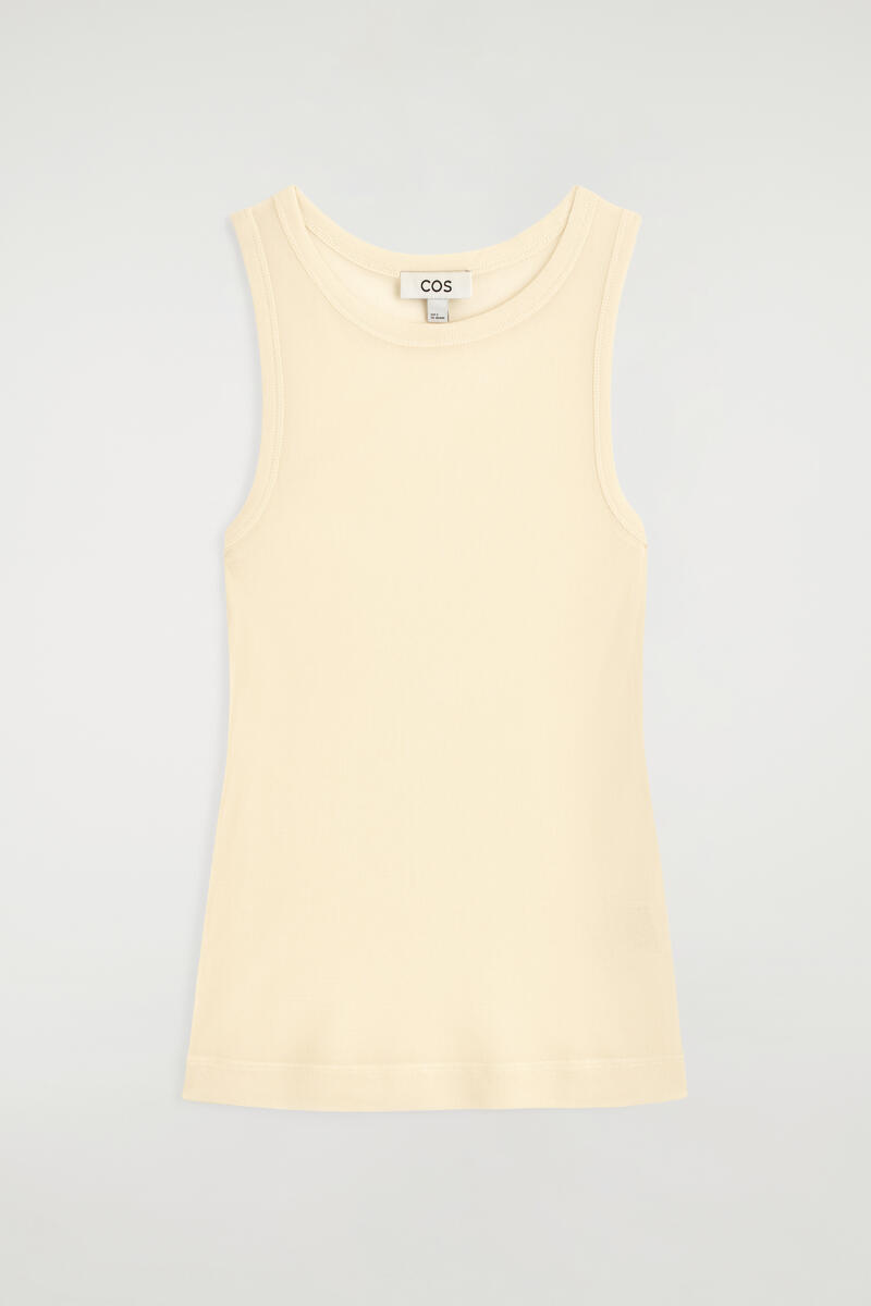 COS Ribbed Silk Tank Top Beige Women's Extra Large
