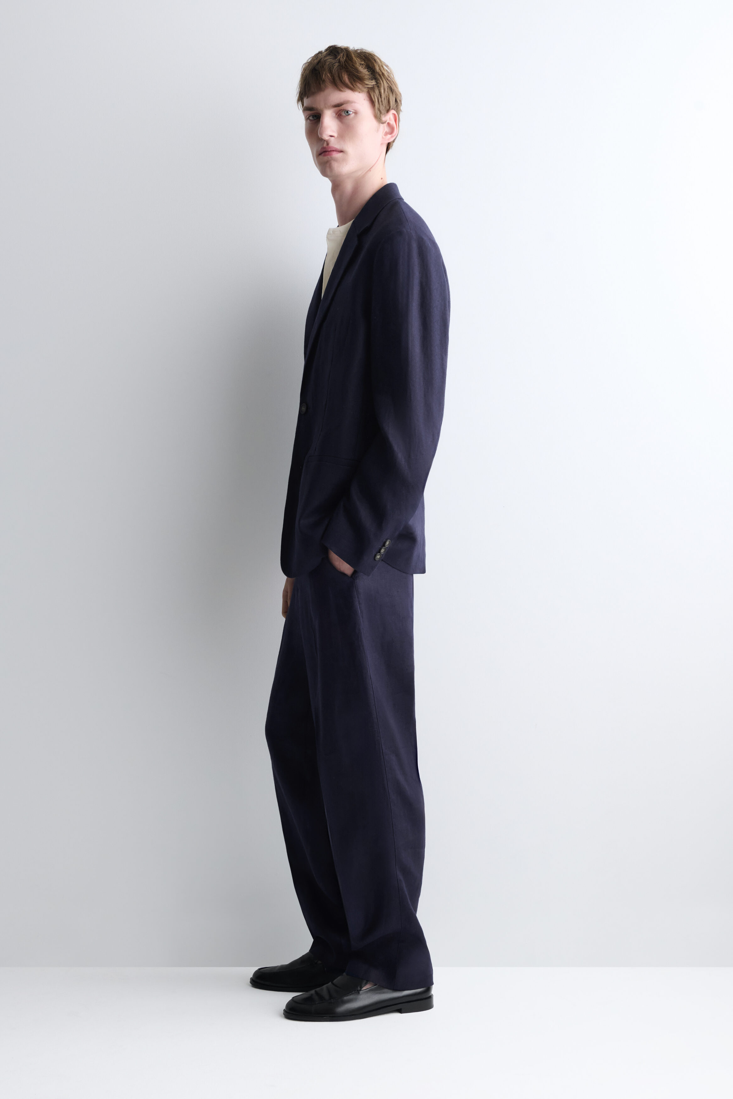 SINGLE-BREASTED LINEN BLAZER - thumbnail 3