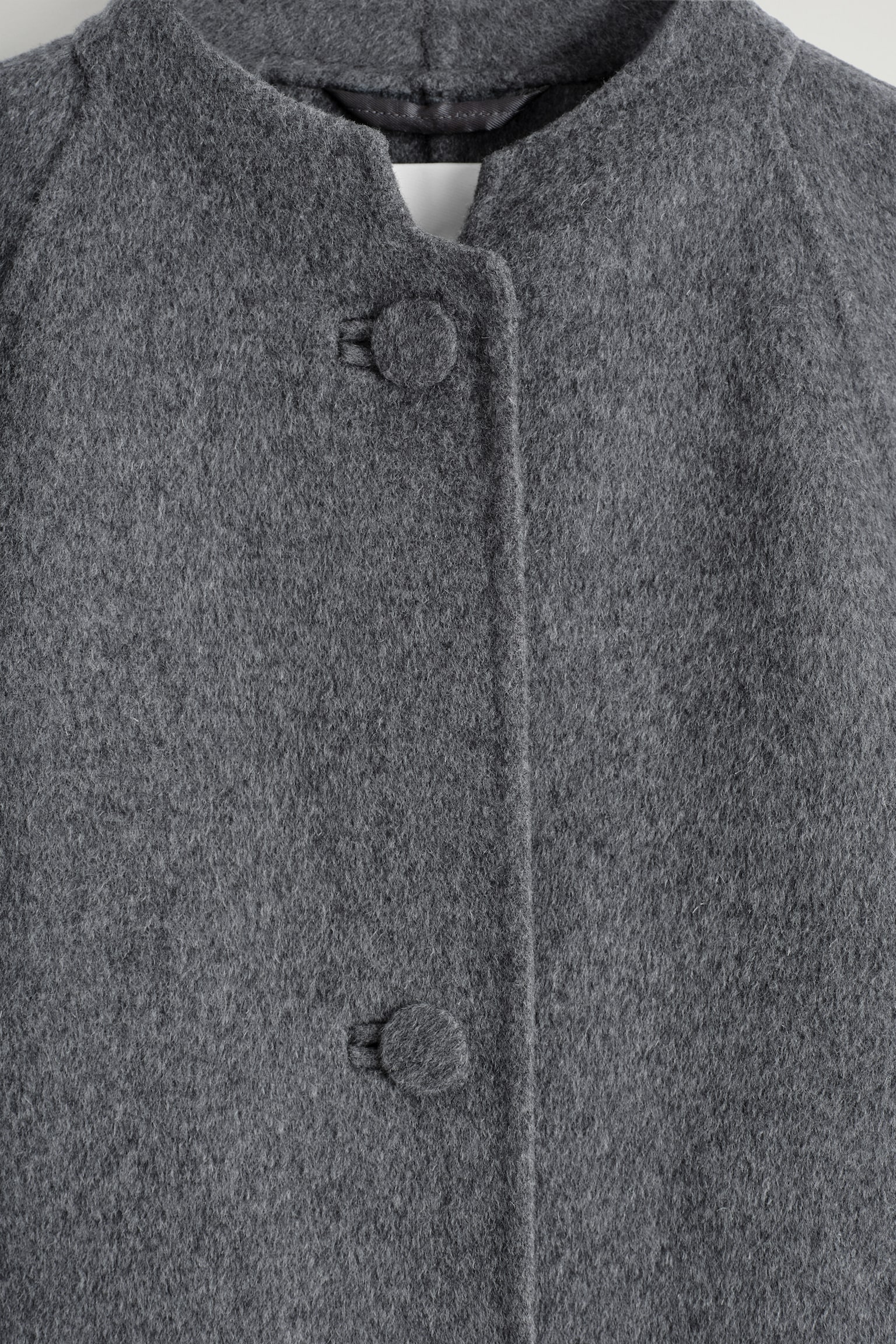 ROUNDED DOUBLE-FACED WOOL JACKET - GREY MÉLANGE - 3