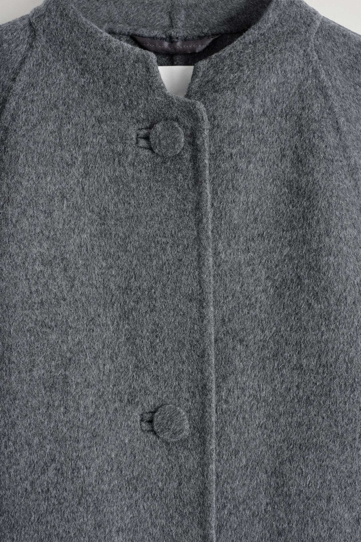 ROUNDED DOUBLE-FACED WOOL JACKET — GRAY MÉLANGE