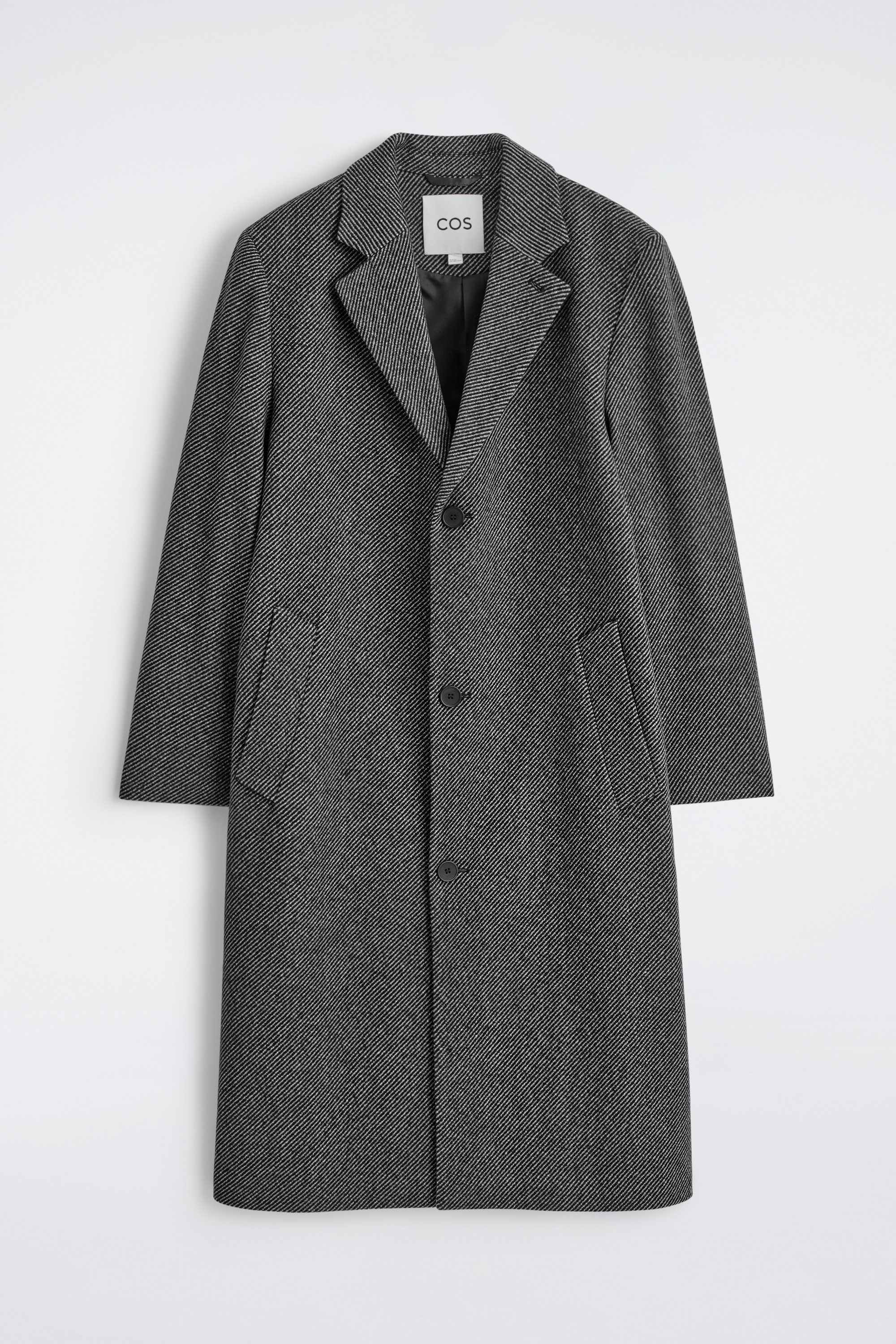 SINGLE-BREASTED TEXTURED-WOOL COAT - GREY | COS