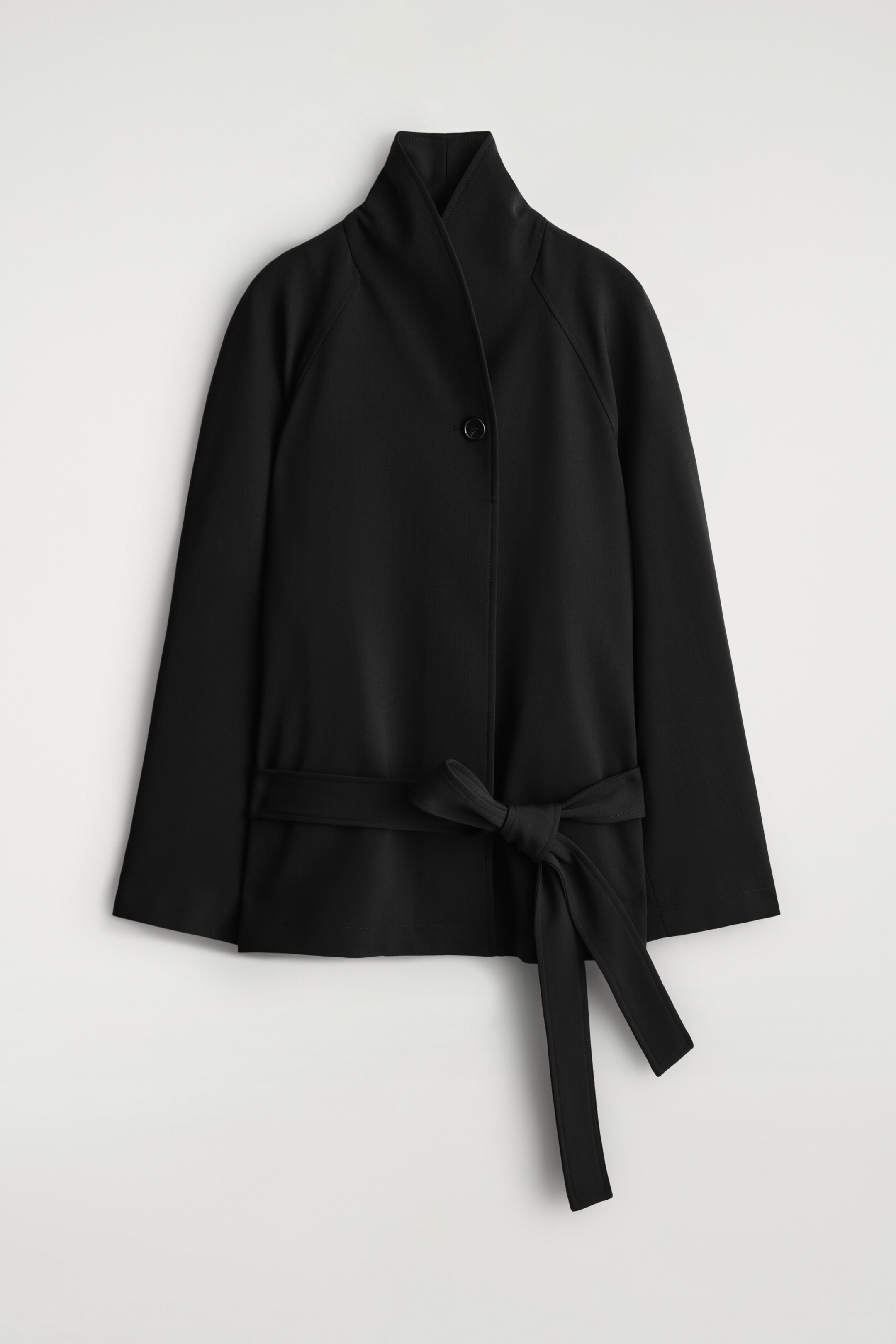 Ingrandisci l'immagine: BELTED WOOL-BLEND SHAWL-COLLAR JACKET - BLACK - DONNA | H&M CH 1