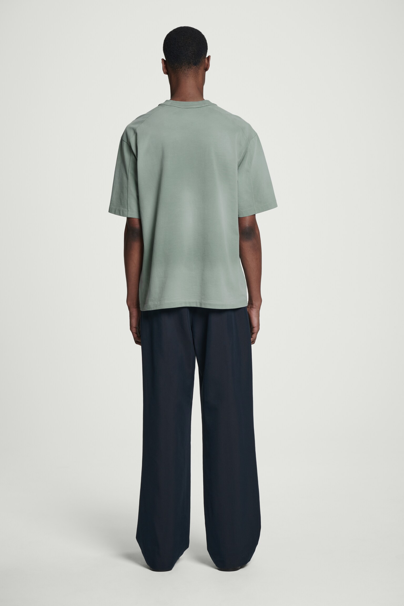 T-SHIRT OVERSIZE À COL MONTANT EN JERSEY DÉLAVÉ - VERT/NOIR - 5