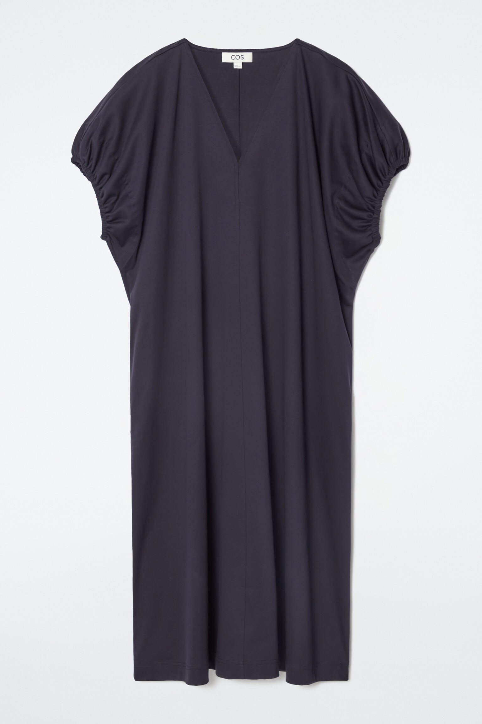 OVERSIZED-KLEID MIT RAFFUNGEN UND V-AUSSCHNITT - NAVYBLAU - 1