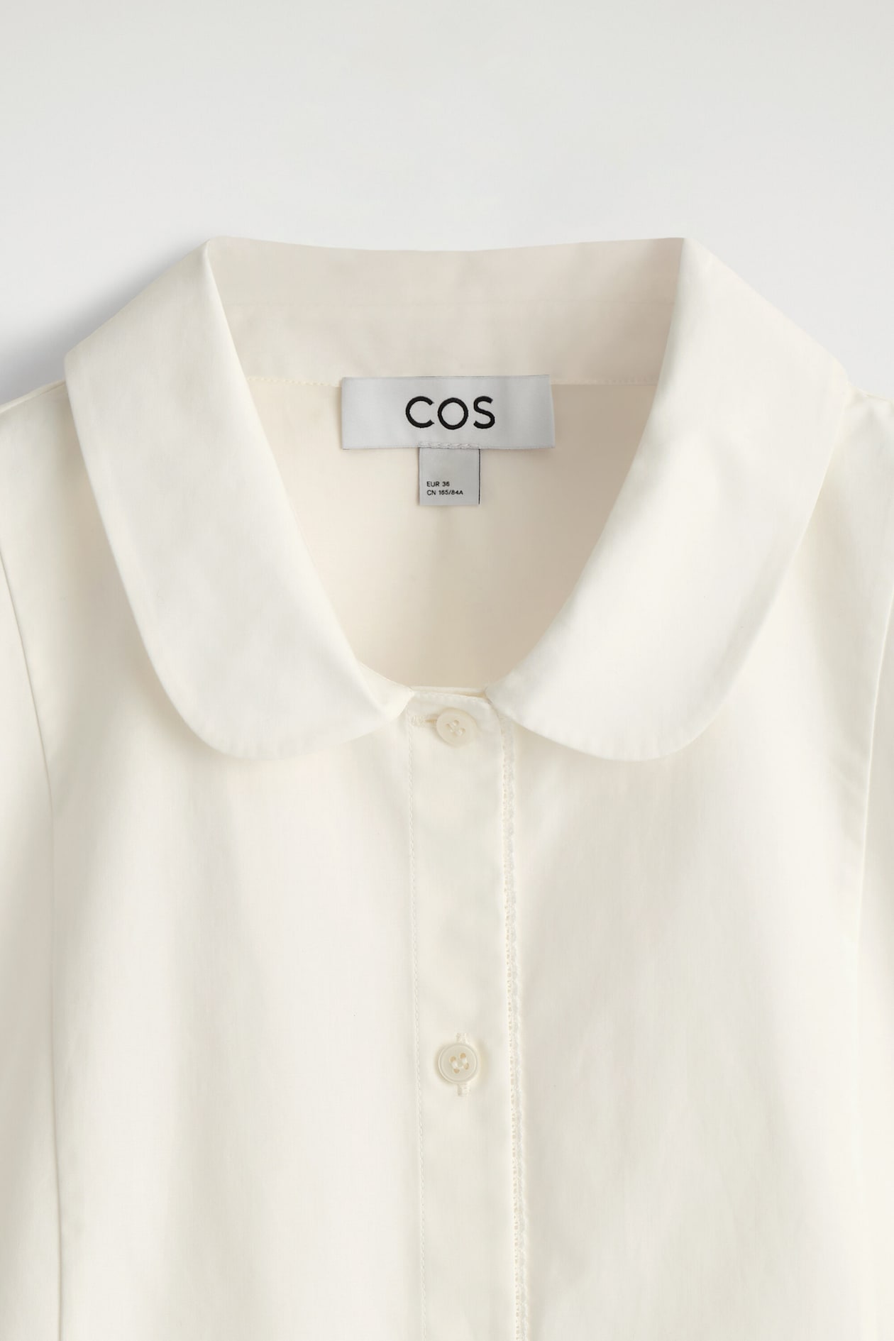CURVED-COLLAR COTTON-POPLIN SHIRT — WHITE