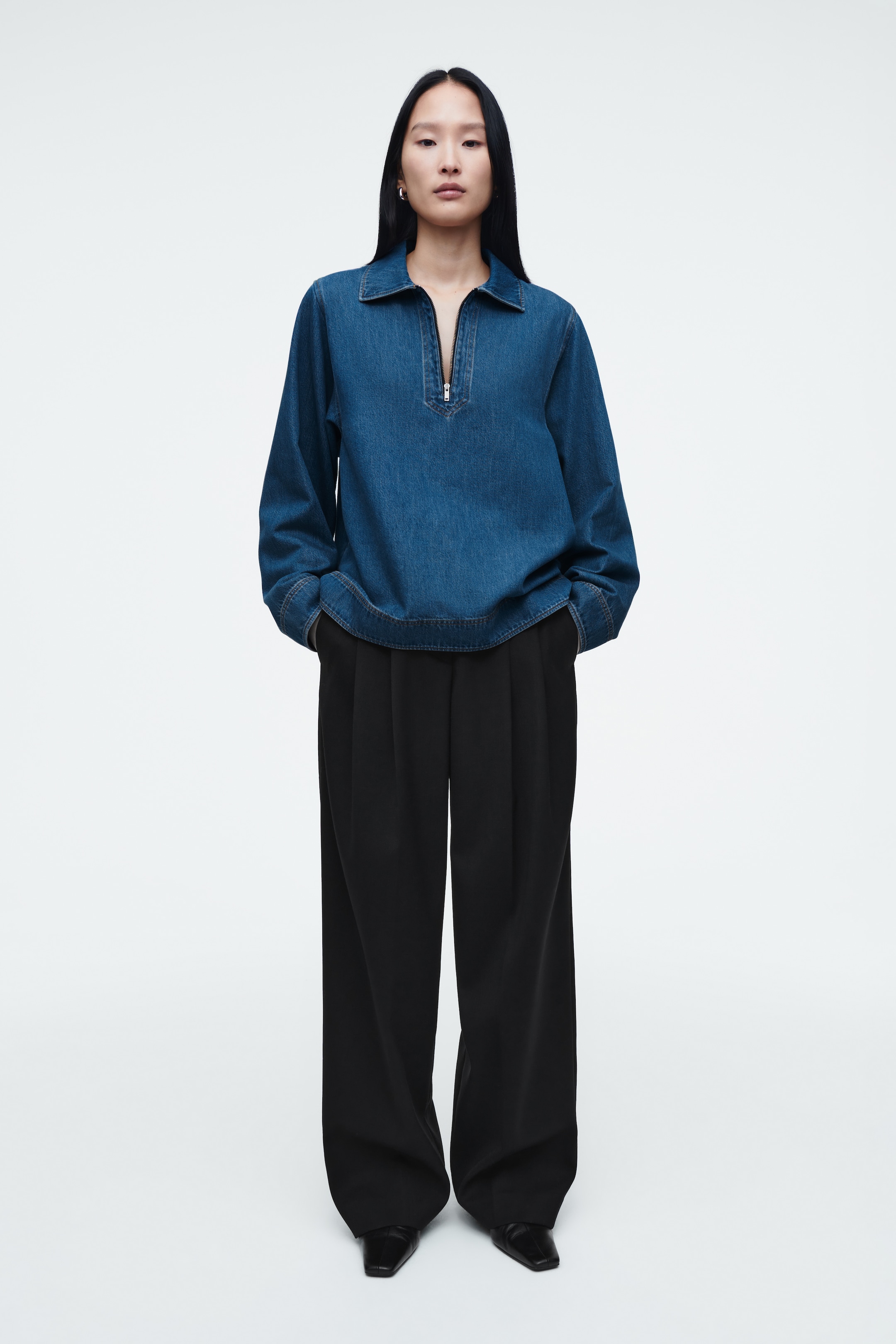 Agrandir l'image: BLOUSE DEMI-ZIPPÉE EN DENIM - BLEU - FEMME | H&M FR 2
