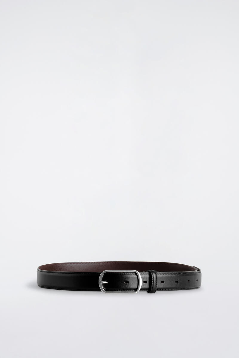 Curved-Buckle Leather Belt
