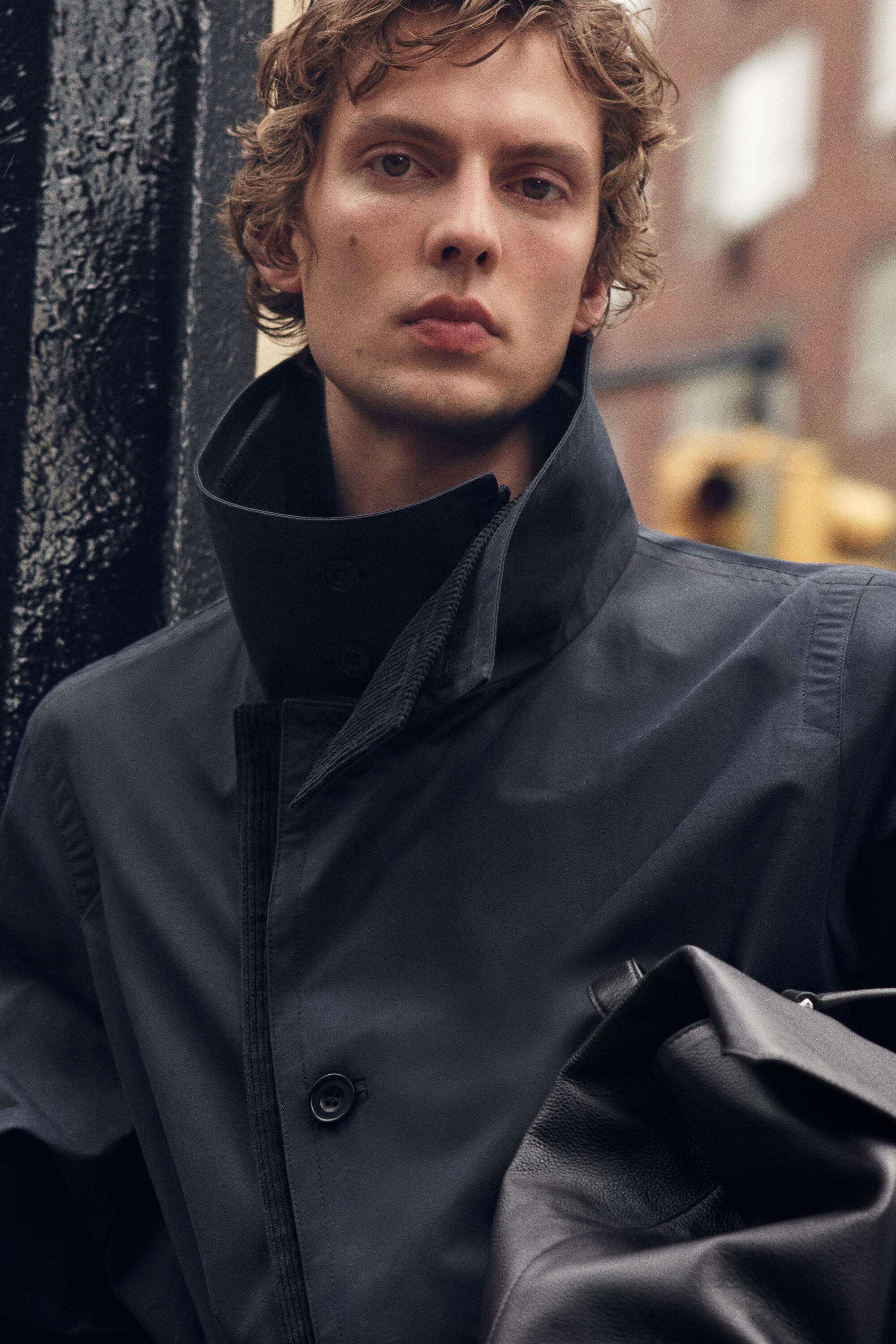 CORDUROY-DETAIL WAXED-COTTON TRENCH COAT - MIDNIGHT BLUE | COS US