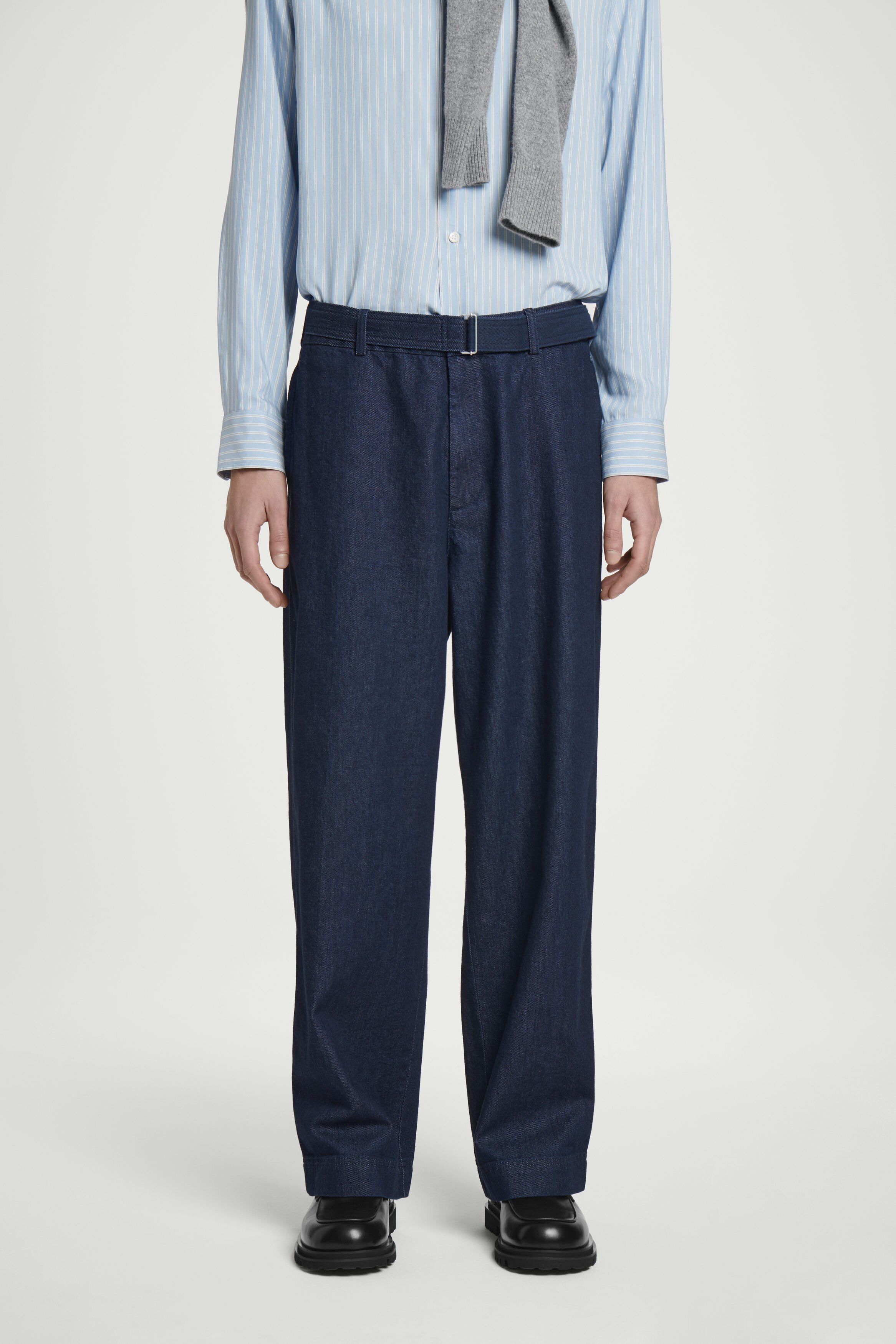 【TARGETTO】23SS★ BELTED DENIM PANTS Extra High-Rise Everyday Soft Denim™ Belted Trapunto Flare