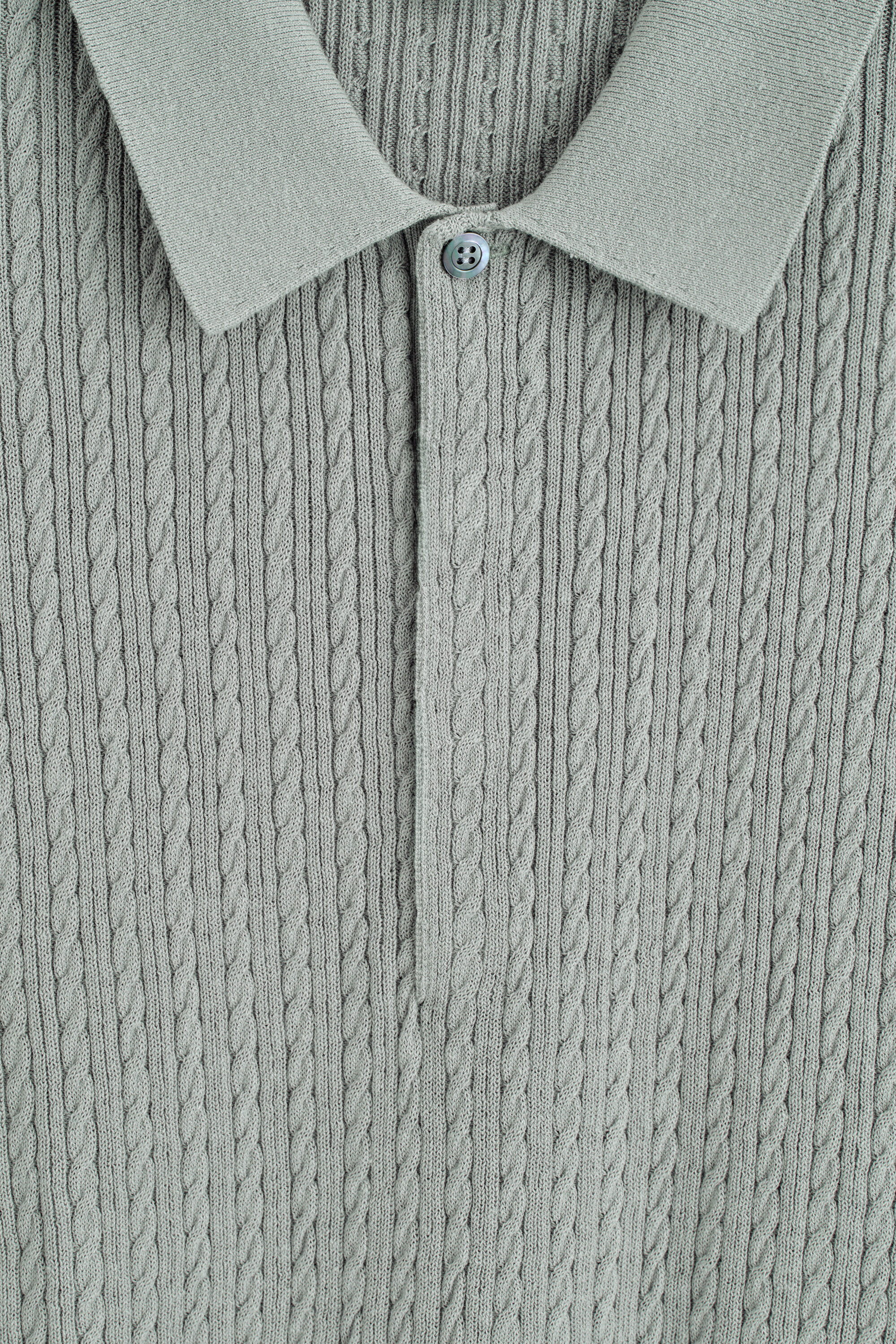 CABLE-KNIT COTTON-LINEN POLO SHIRT - GRAY | COS US