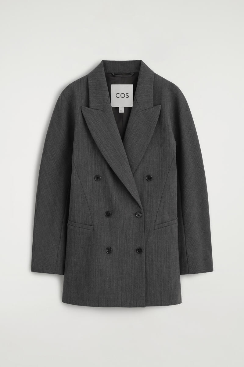 Sculpted Double-Breasted Longline Blazer