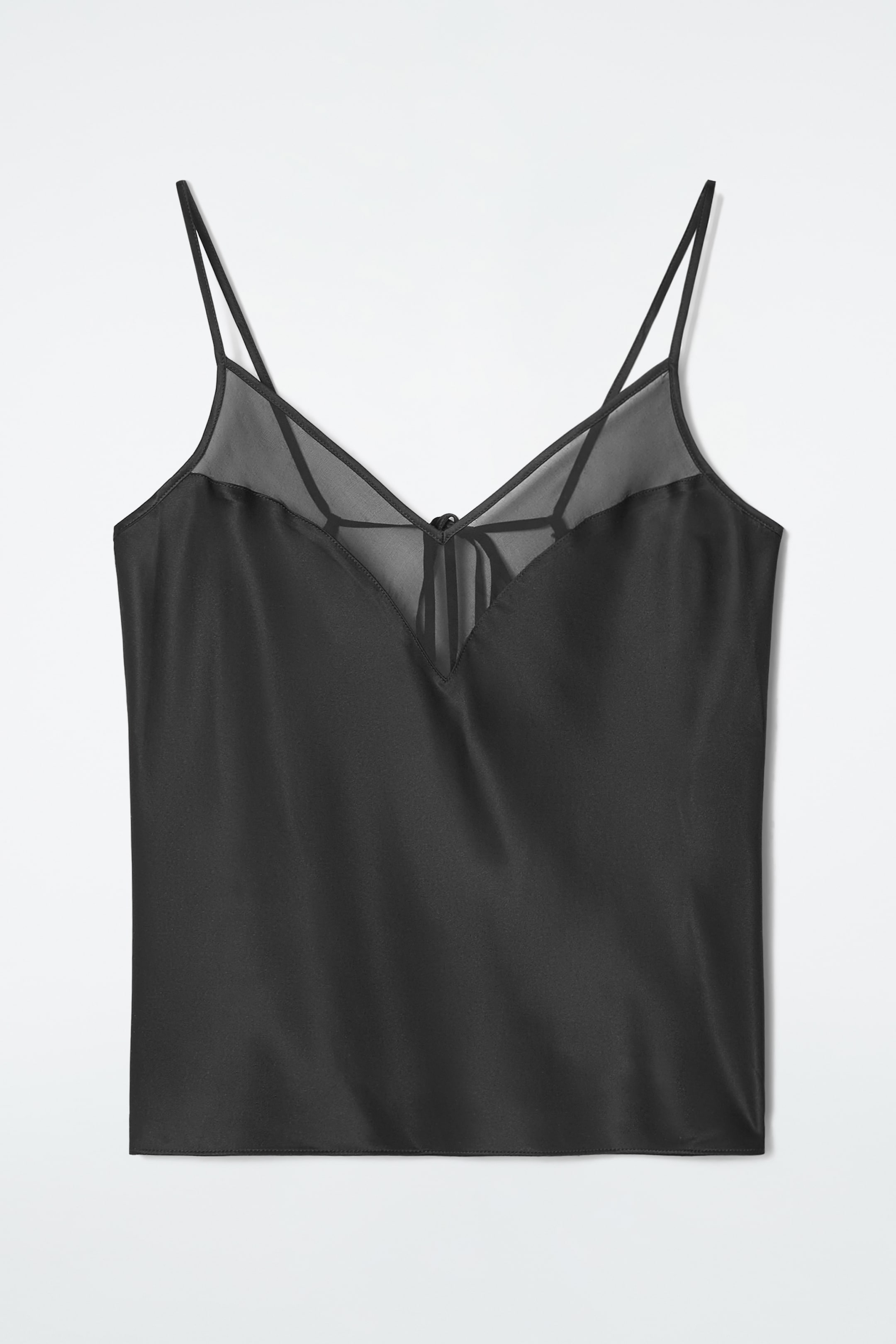 View larger image: SHEER-PANEL SILK CAMI TOP - BLACK - Ladies | H&M GB 3