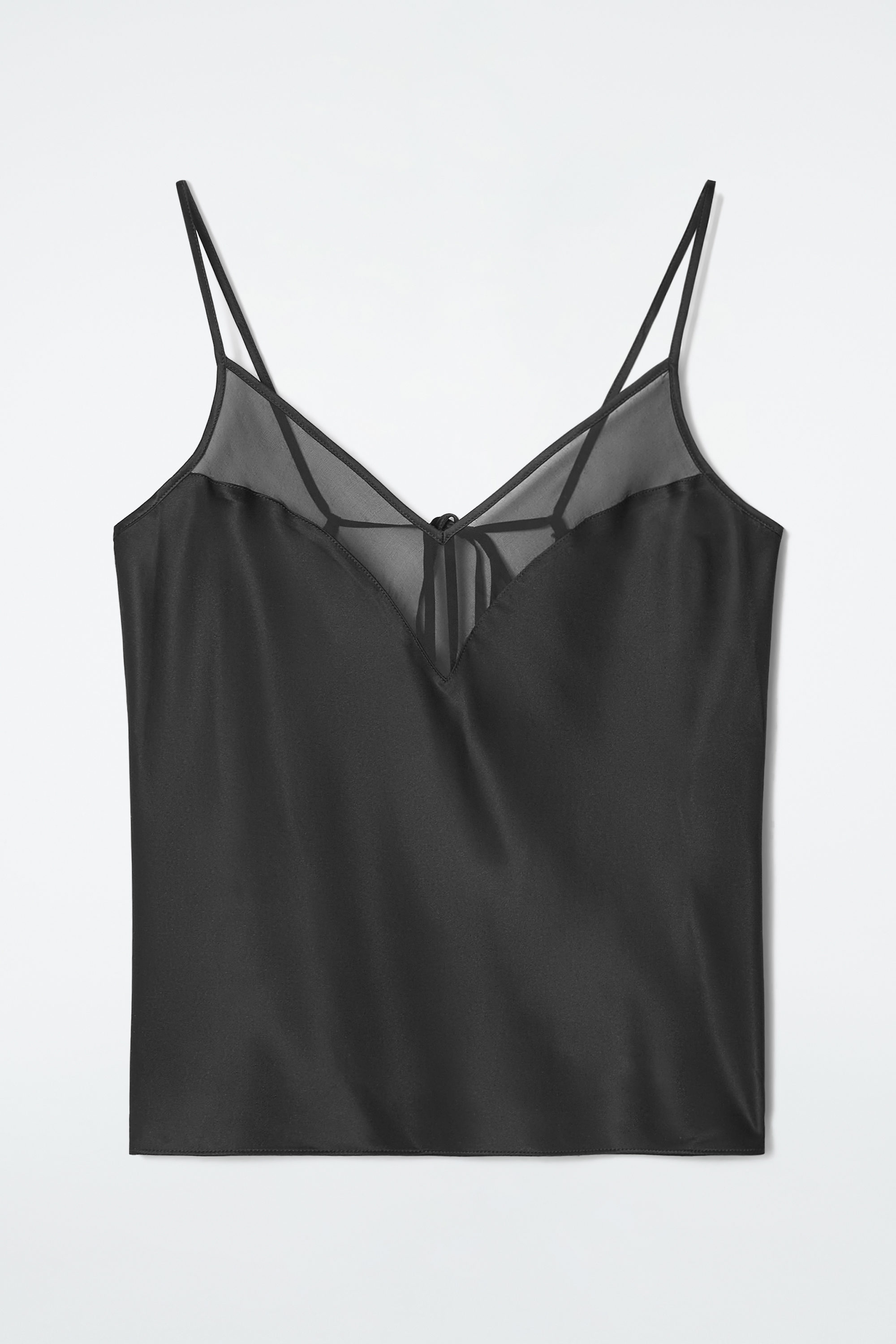 トップス Re:Camisole - Black SHEER-PANEL SILK CAMI TOP - BLACK | COS