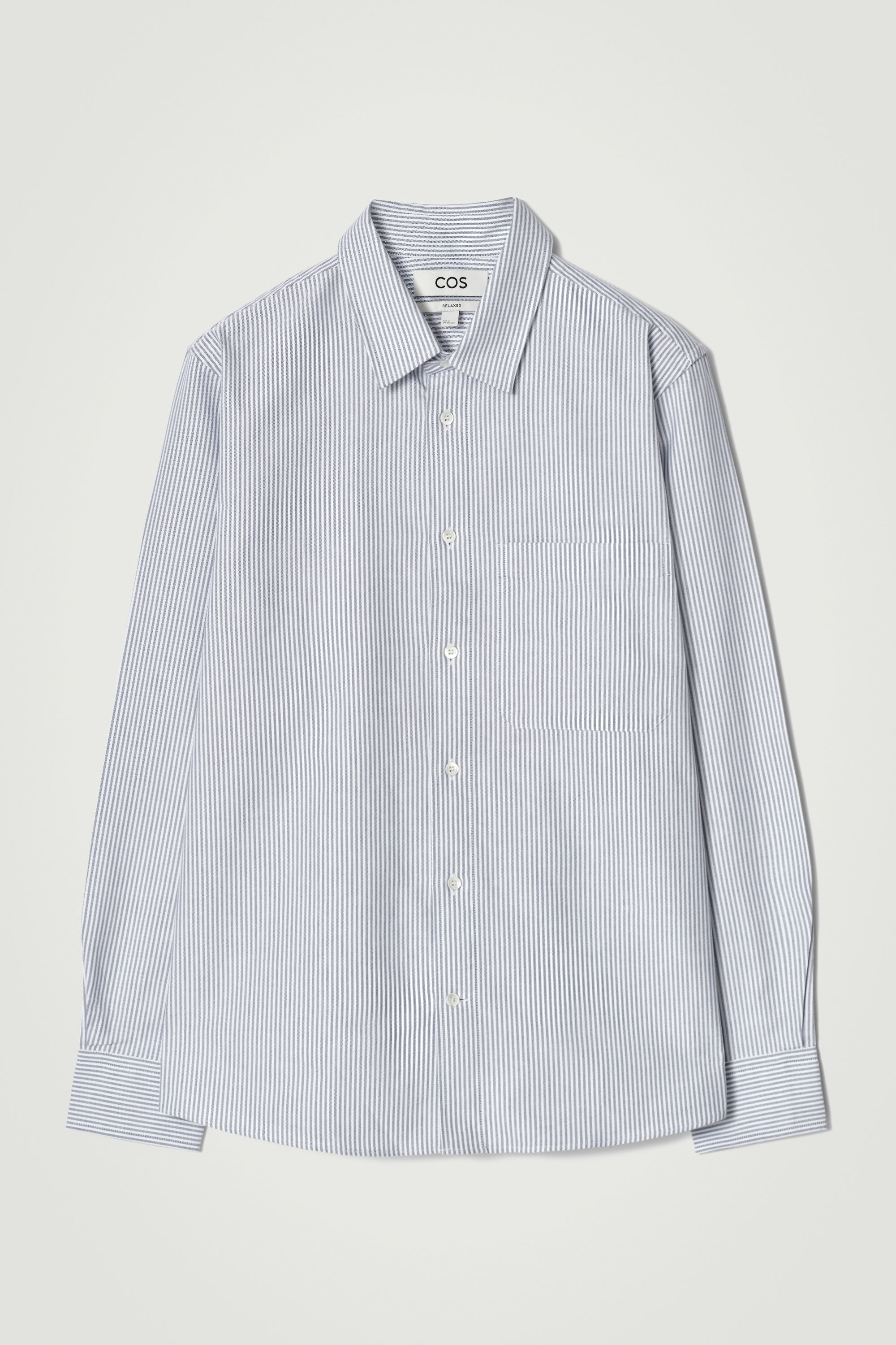 ★★ ★★ Men's Relaxed Fit Oxford Striped Shirt RELAXED OXFORD SHIRT - BLUE / WHITE / STRIPED | COS