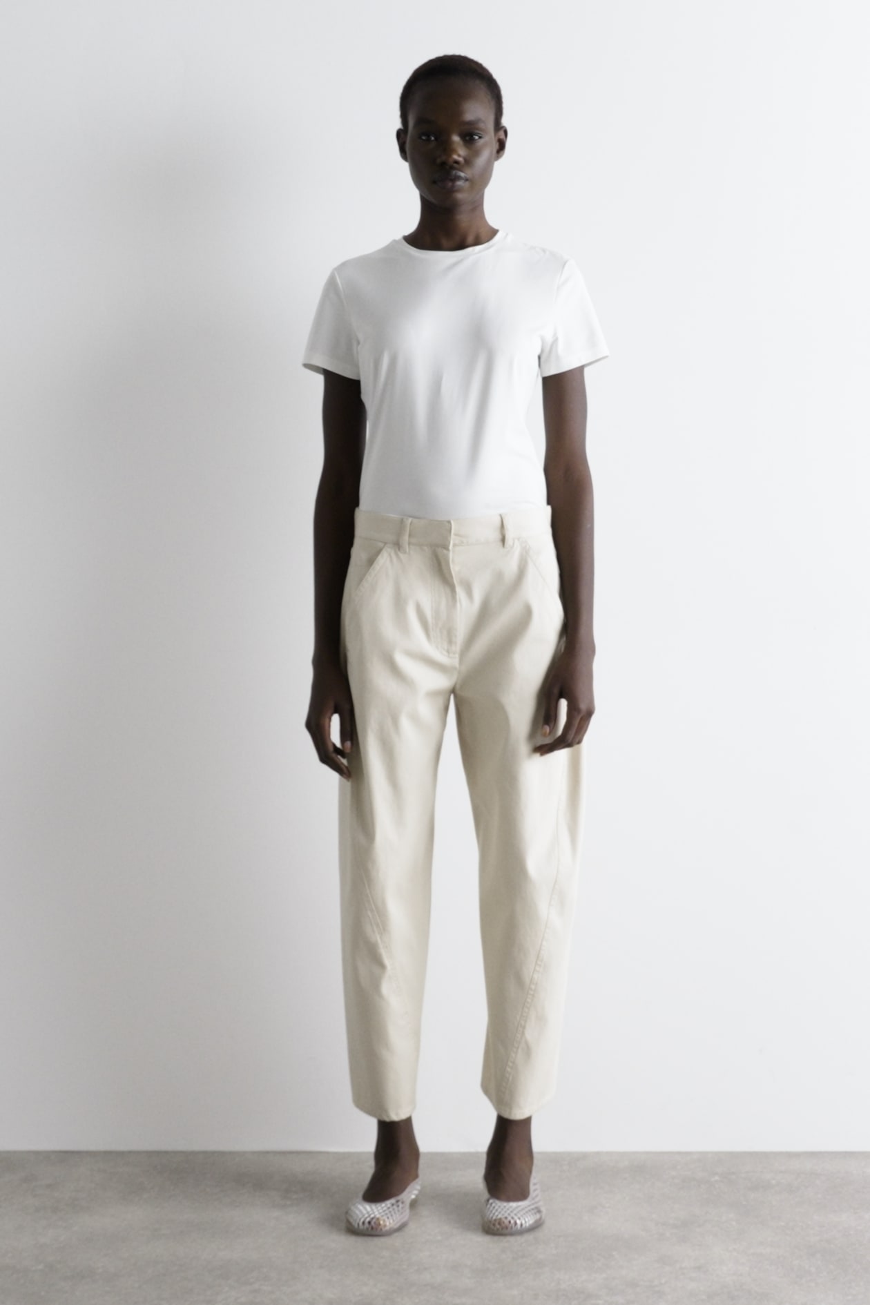 BARREL-LEG COTTON PANTS